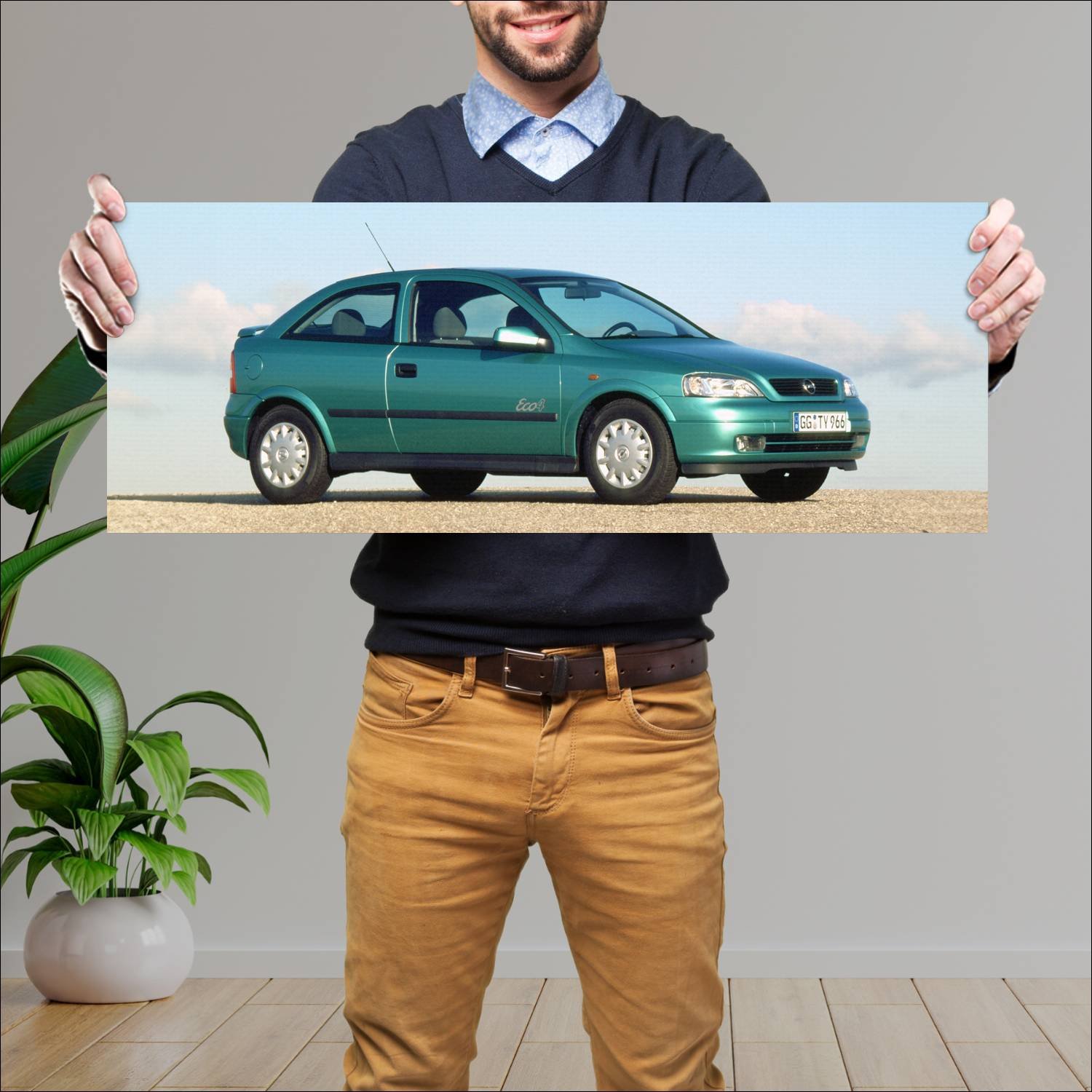 Cuadro grande 30x80cm 2000 opel astra eco4 3 door 321 Opel