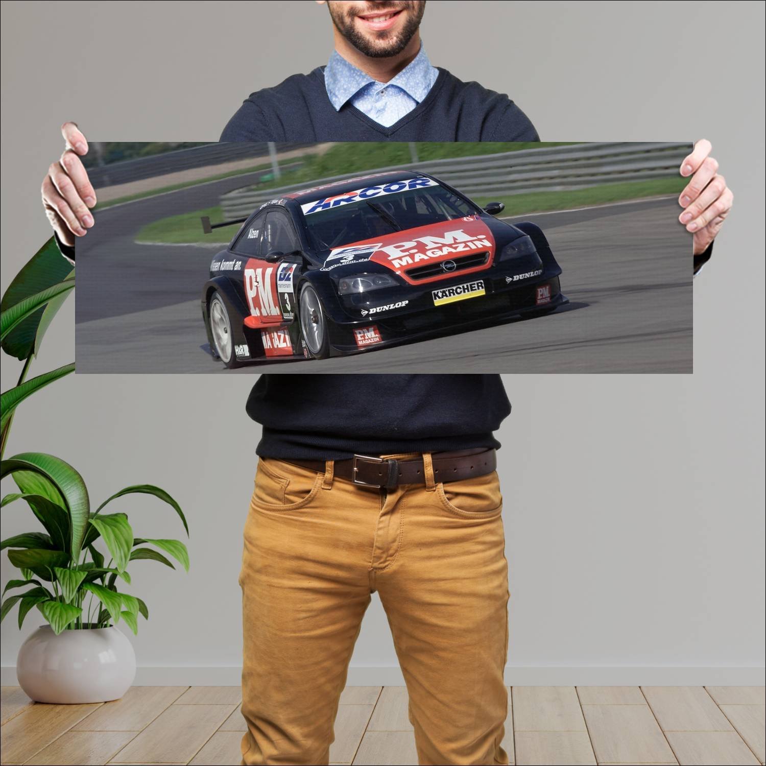 Cuadro grande 30x80cm 2000 opel astra v8 dtm auto 322 Opel