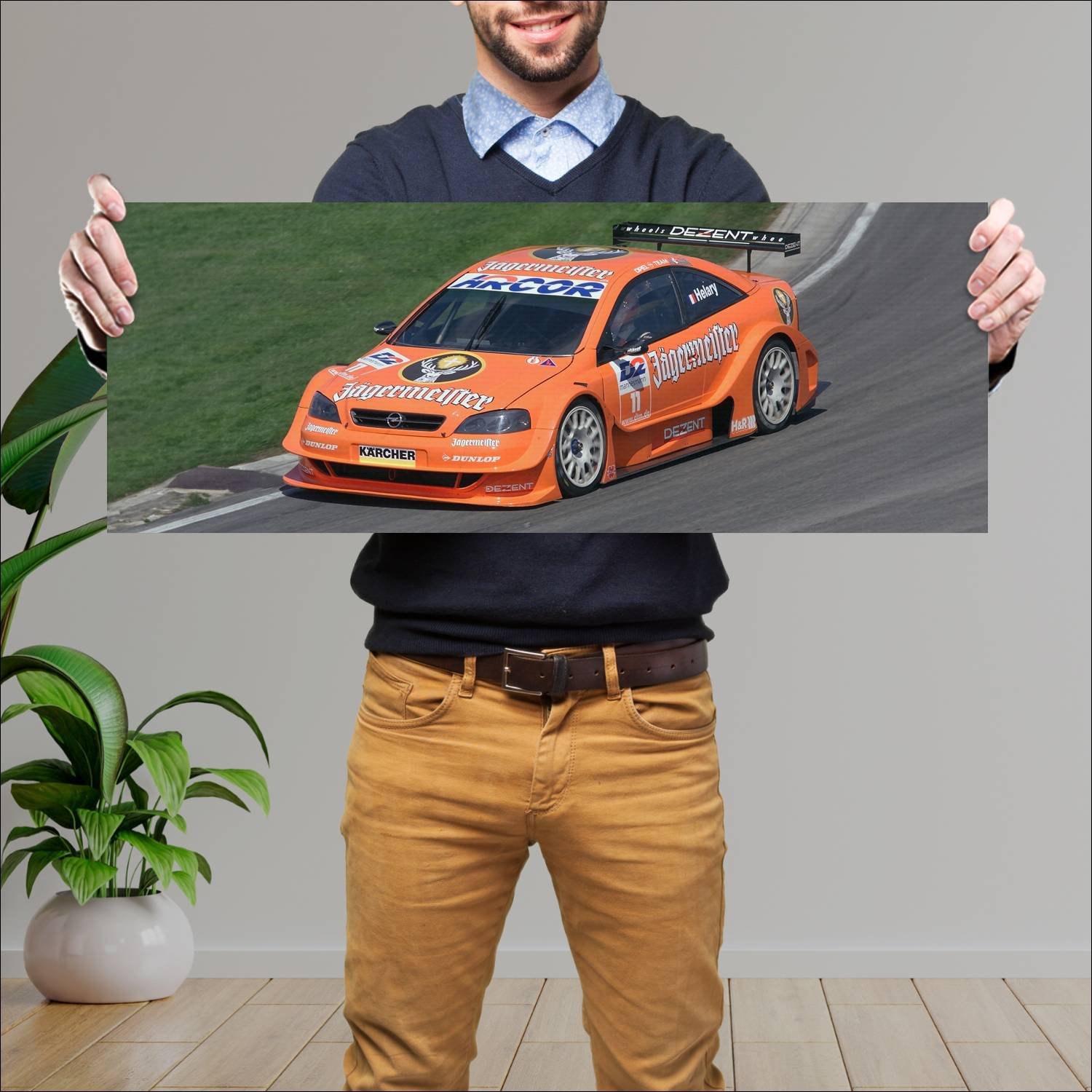 Cuadro grande 30x80cm 2000 opel astra v8 dtm auto 323 Opel