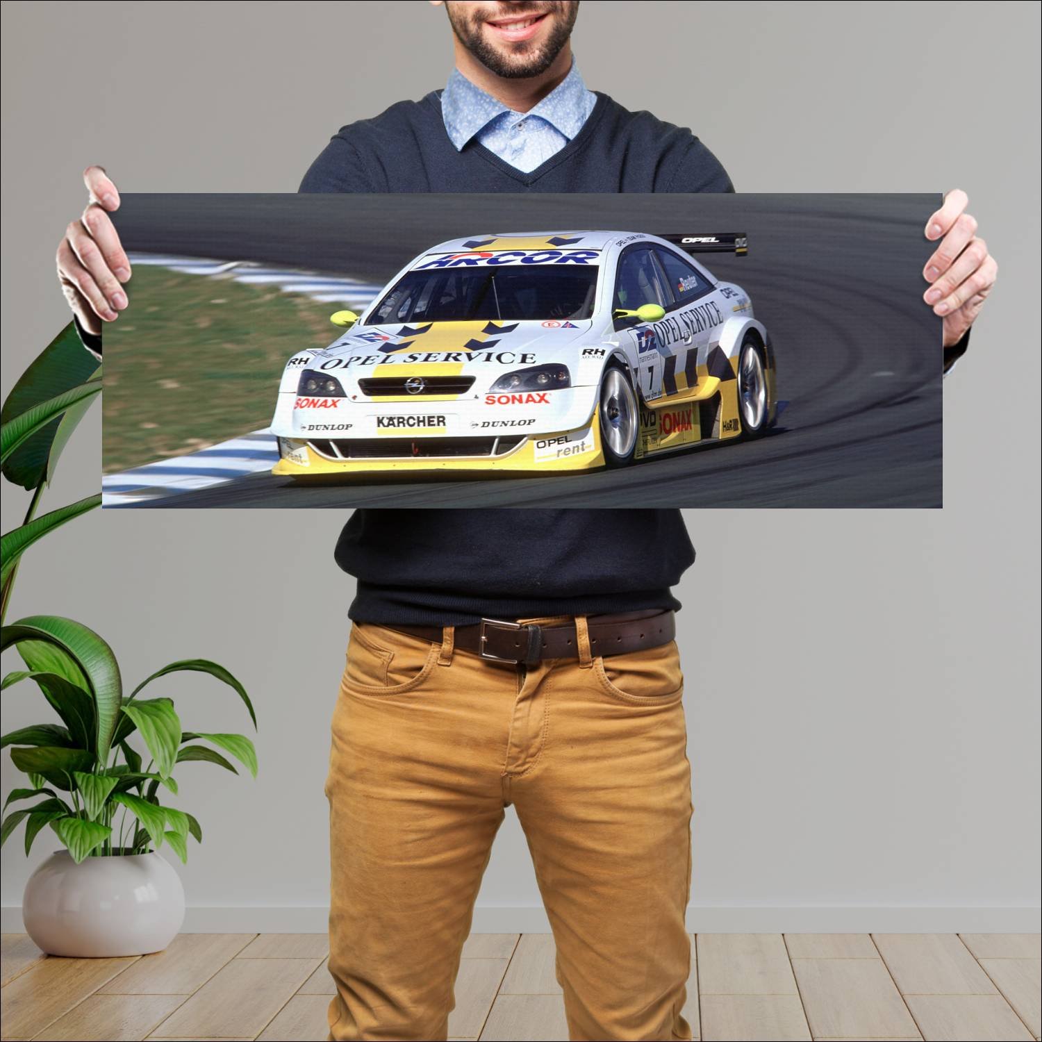 Cuadro grande 30x80cm 2000 opel astra v8 dtm auto 324 Opel