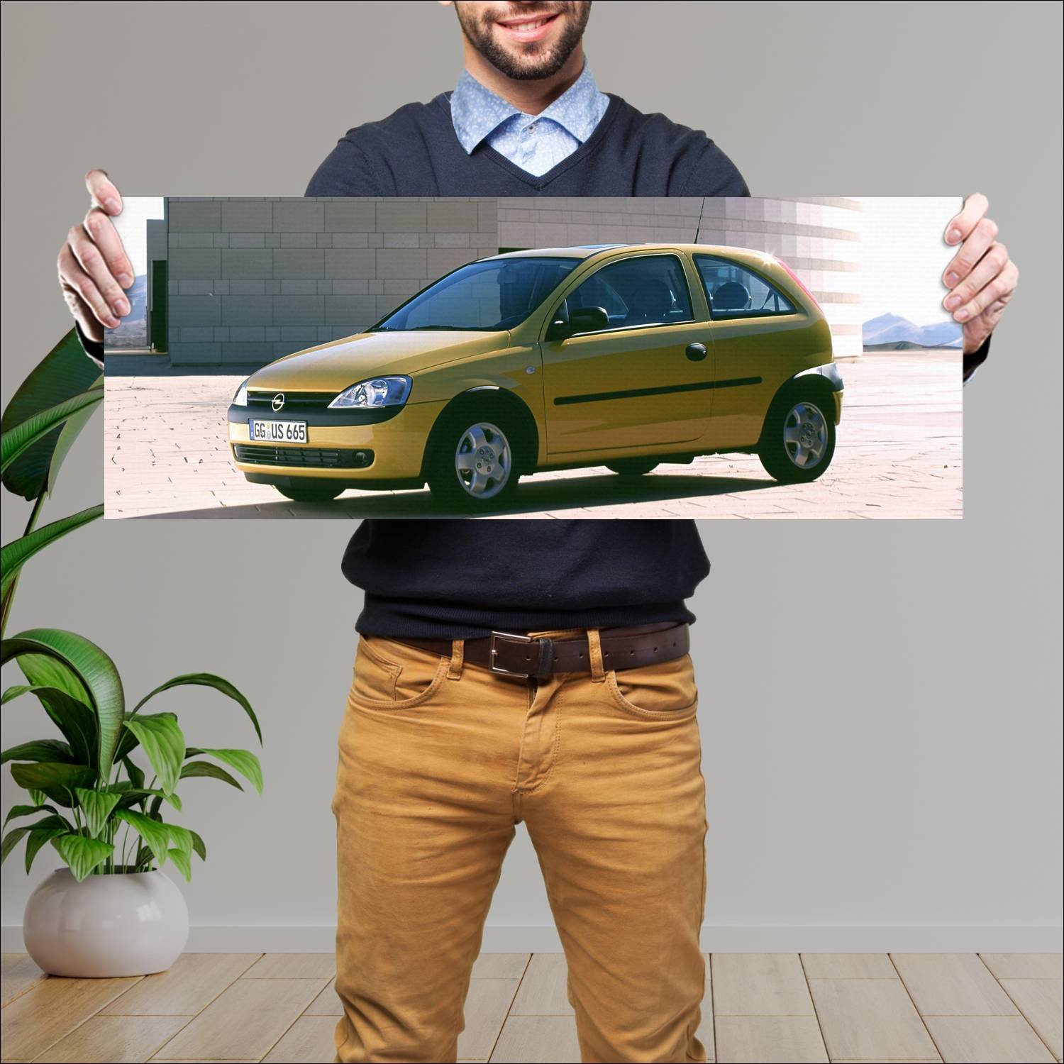 Cuadro grande 30x80cm 2000 opel corsa 3 door auto 325 Opel