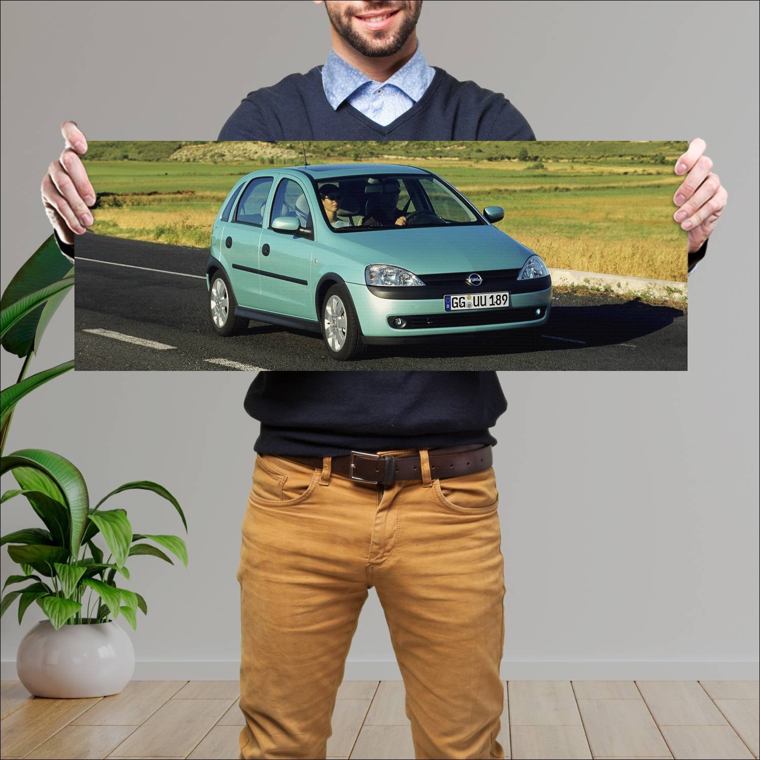 Cuadro grande 30x80cm 2000 opel corsa 5 door auto 326 Opel