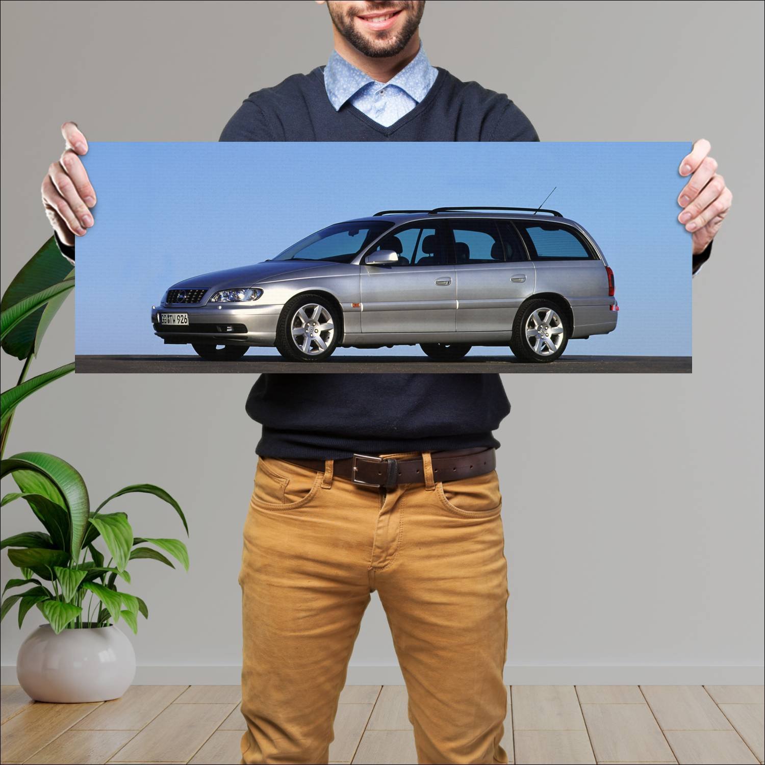 Cuadro grande 30x80cm 2000 opel omega v8 caravan 9 332 Opel