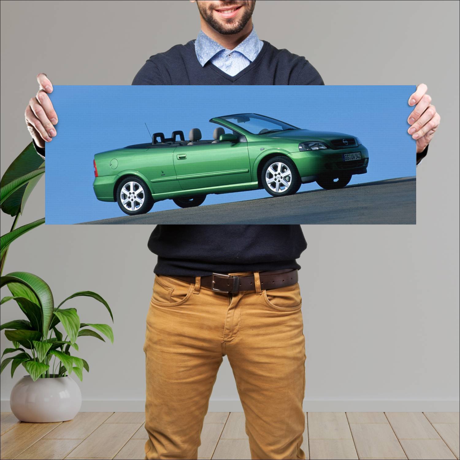 Cuadro grande 30x80cm 2001 opel astra cabrio auto 334 Opel