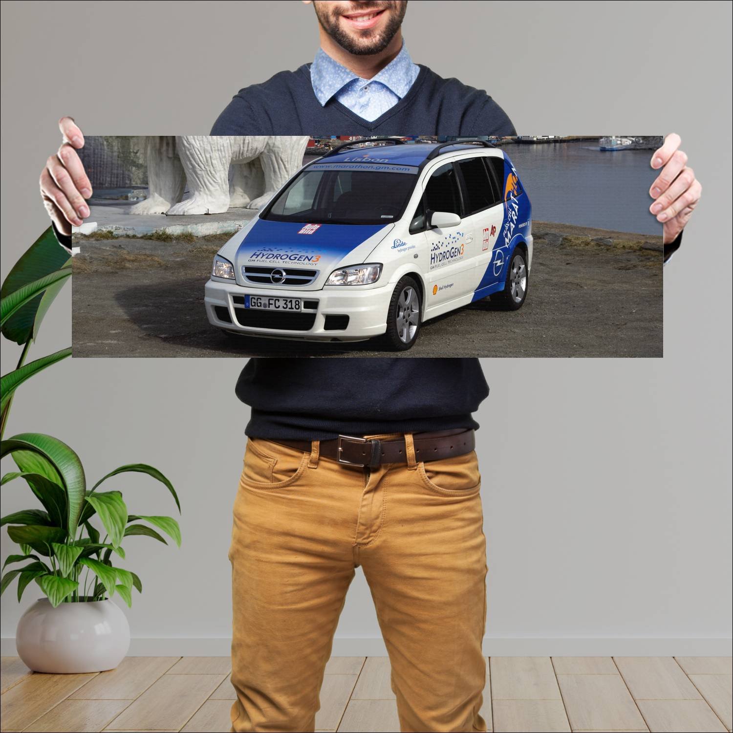 Cuadro grande 30x80cm 2001 opel hydrogen 3 auto 341 Opel