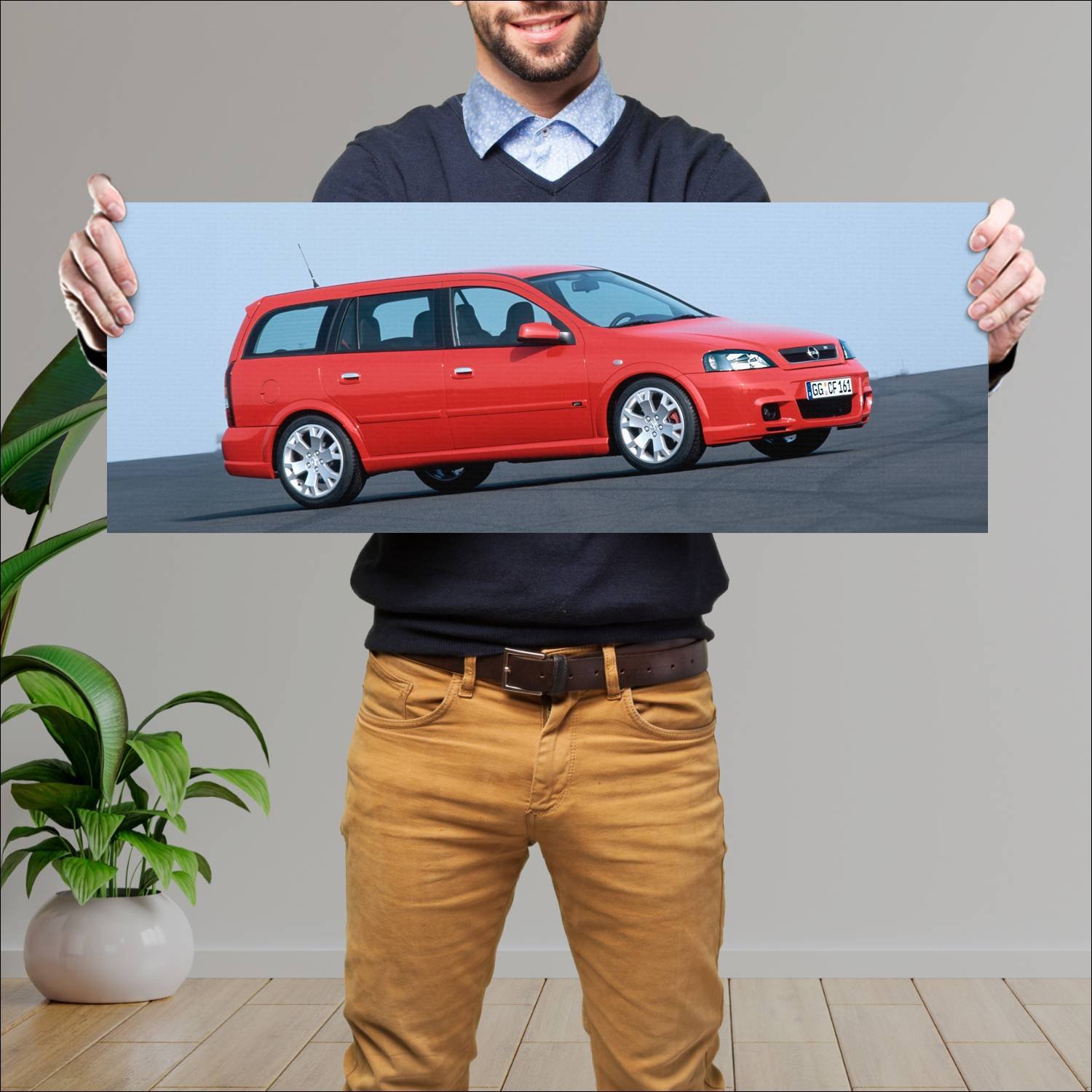 Cuadro grande 30x80cm 2002 opel astra opc caravan 352 Opel