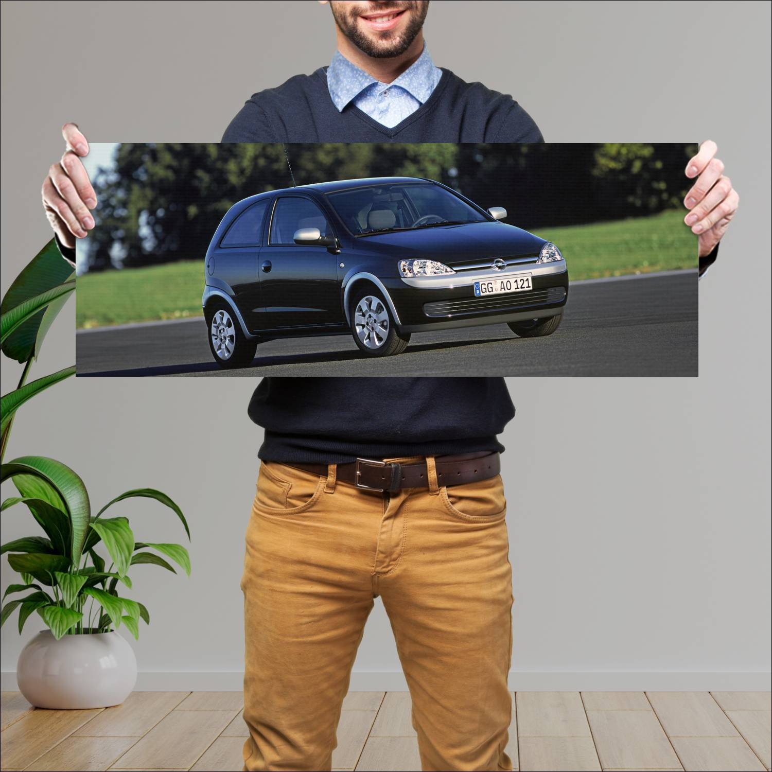 Cuadro grande 30x80cm 2002 opel corsa black and si 356 Opel