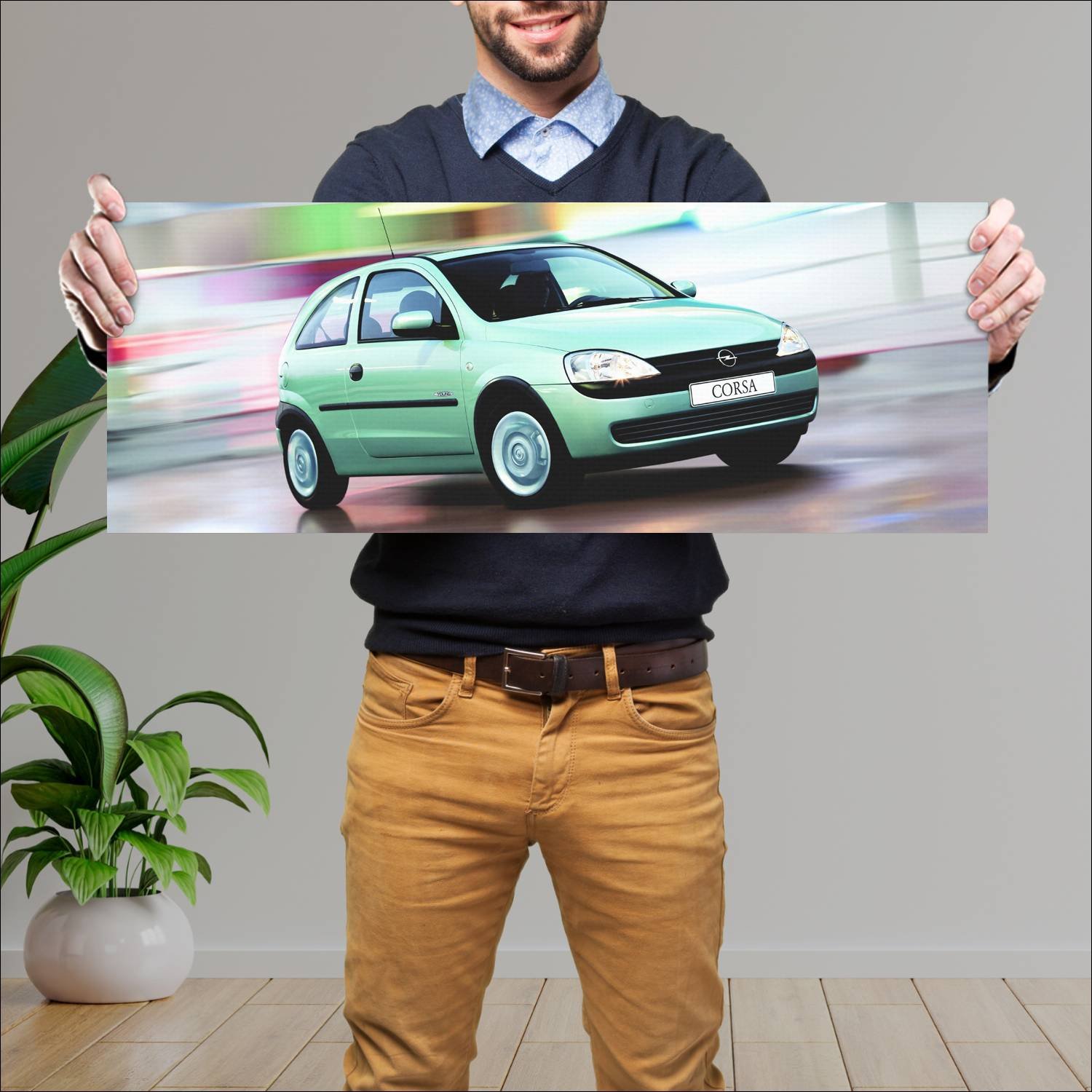 Cuadro grande 30x80cm 2002 opel corsa young 3 door 359 Opel