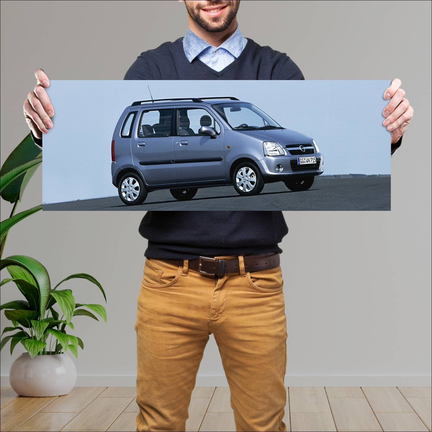 Cuadro grande 30x80cm 2003 opel agila auto 370 Opel