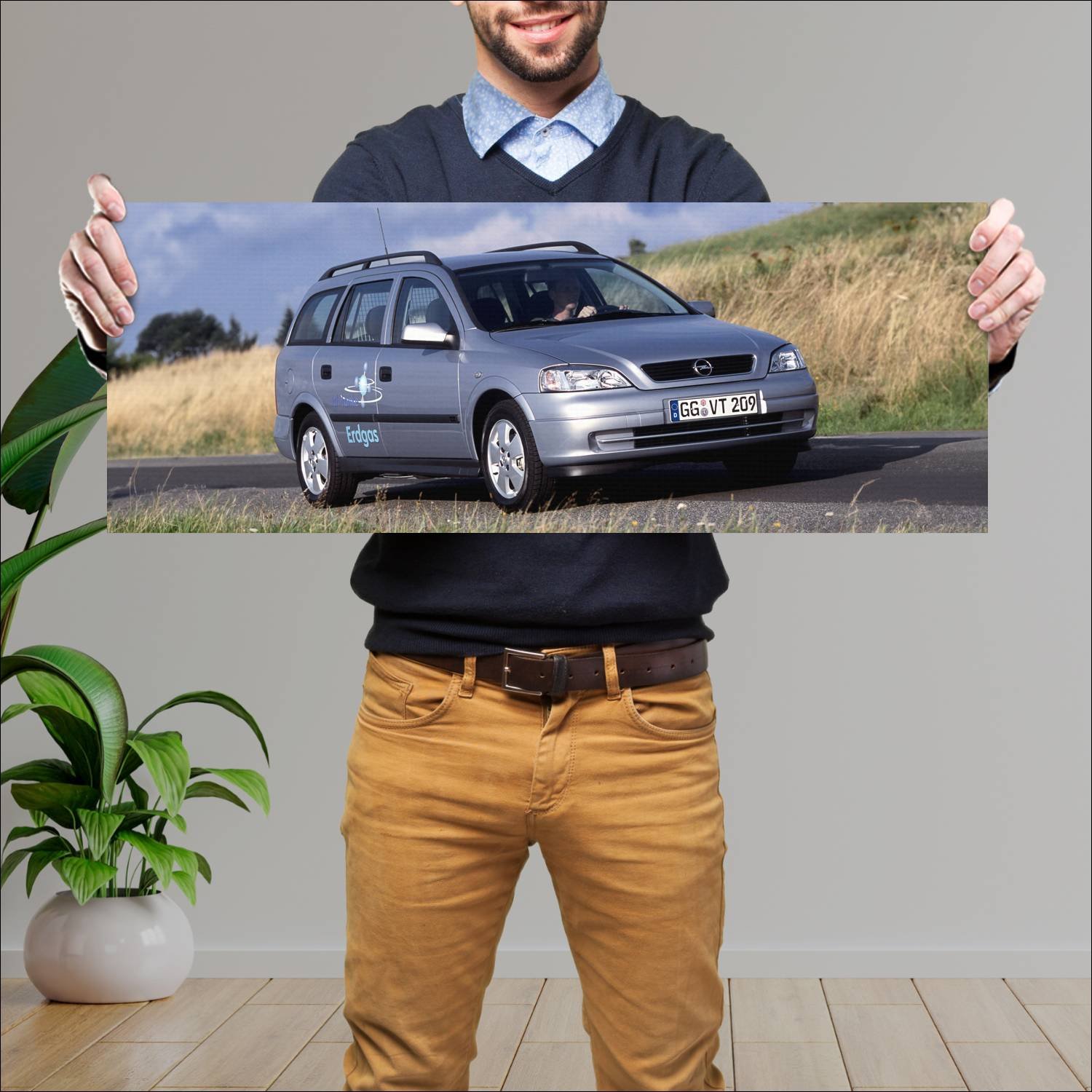 Cuadro grande 30x80cm 2003 opel astra caravan cng 373 Opel