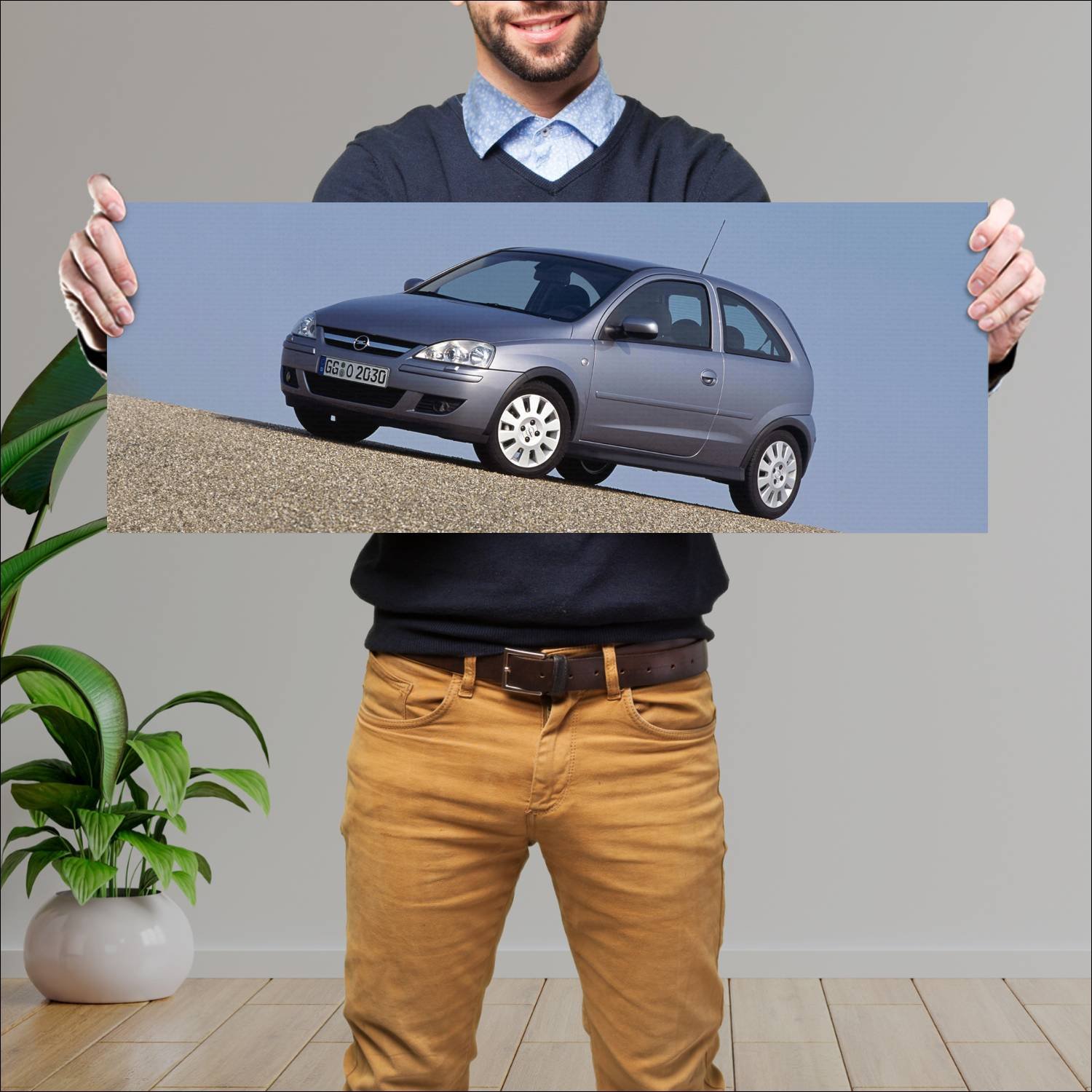 Cuadro grande 30x80cm 2003 opel corsa 3 door auto 375 Opel