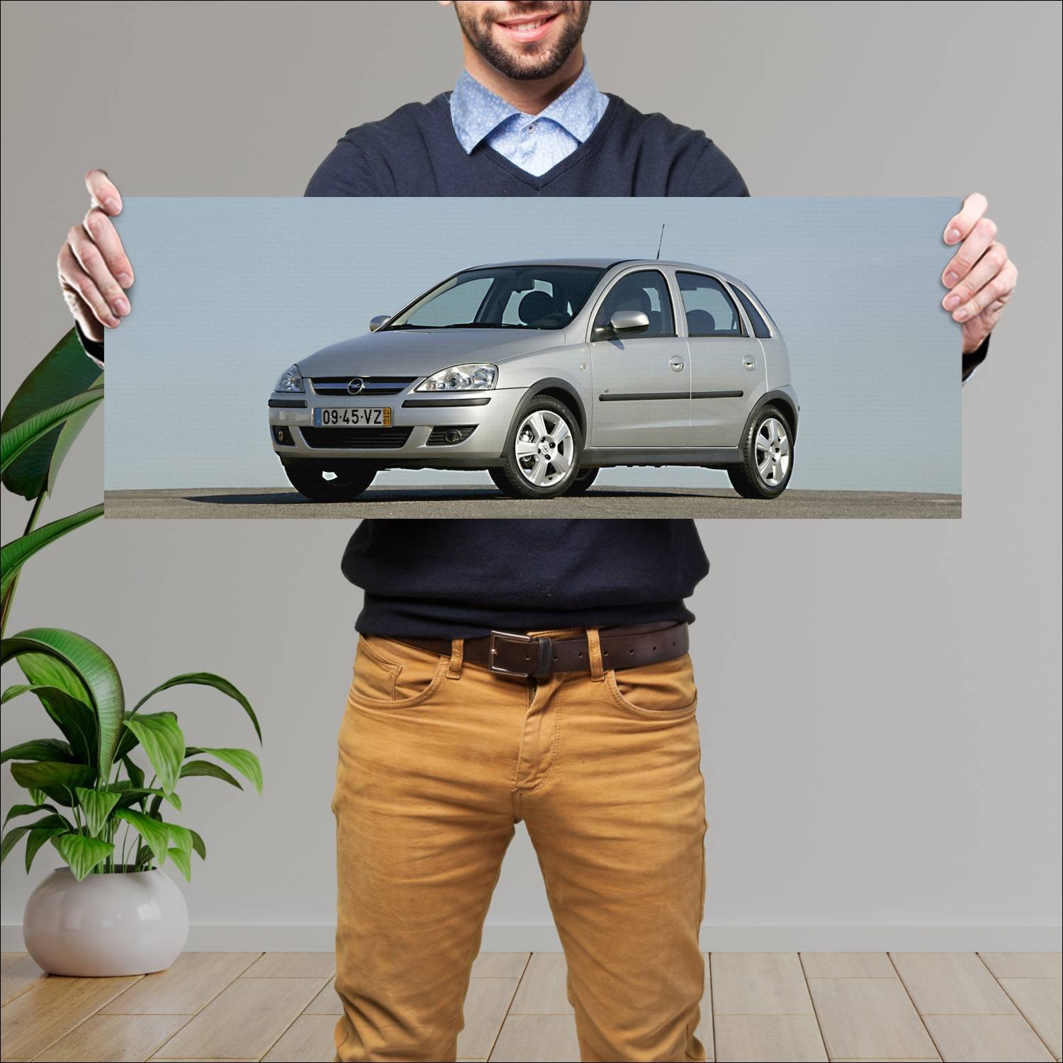Cuadro grande 30x80cm 2003 opel corsa 5 door auto 376 Opel