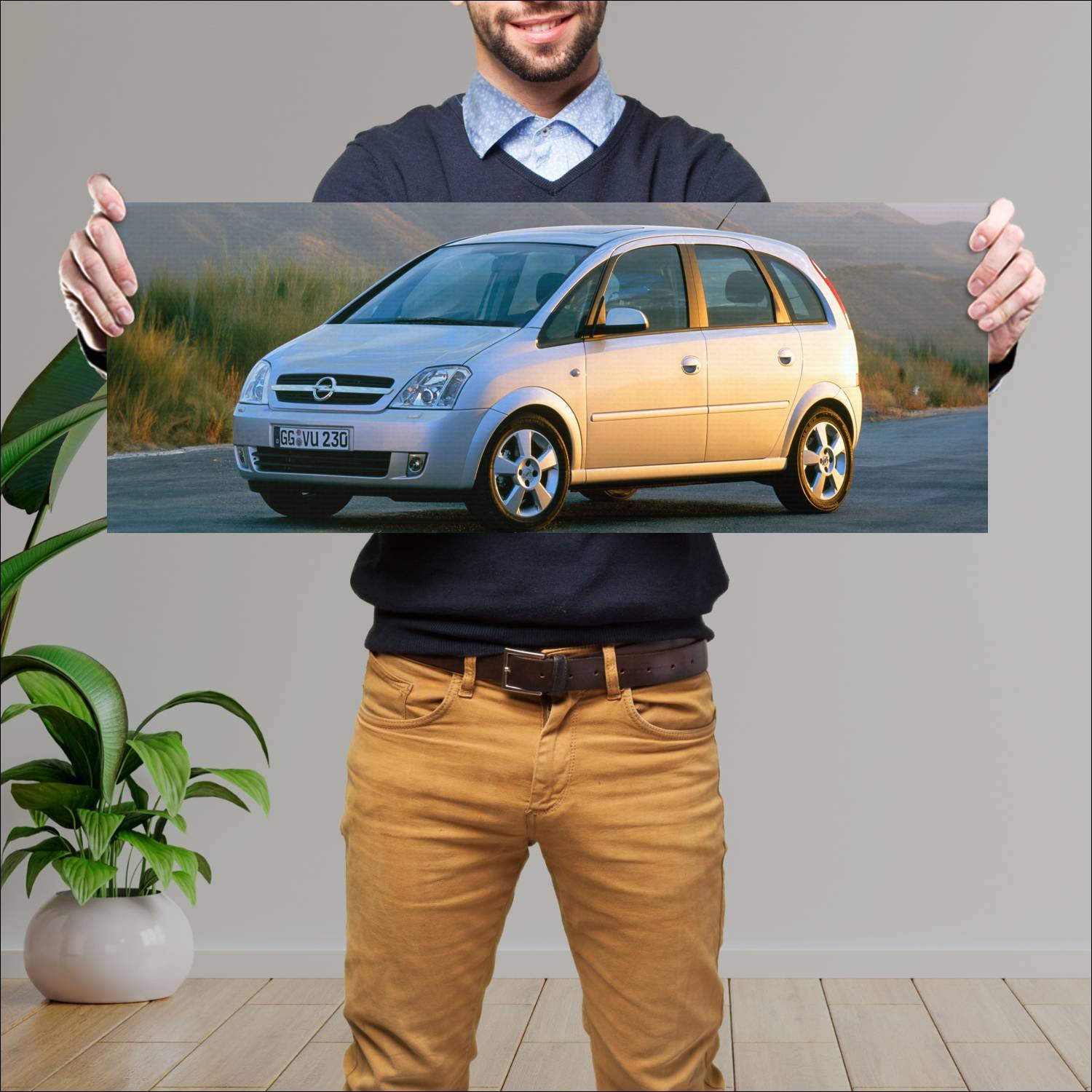 Cuadro grande 30x80cm 2003 opel meriva auto 382 Opel