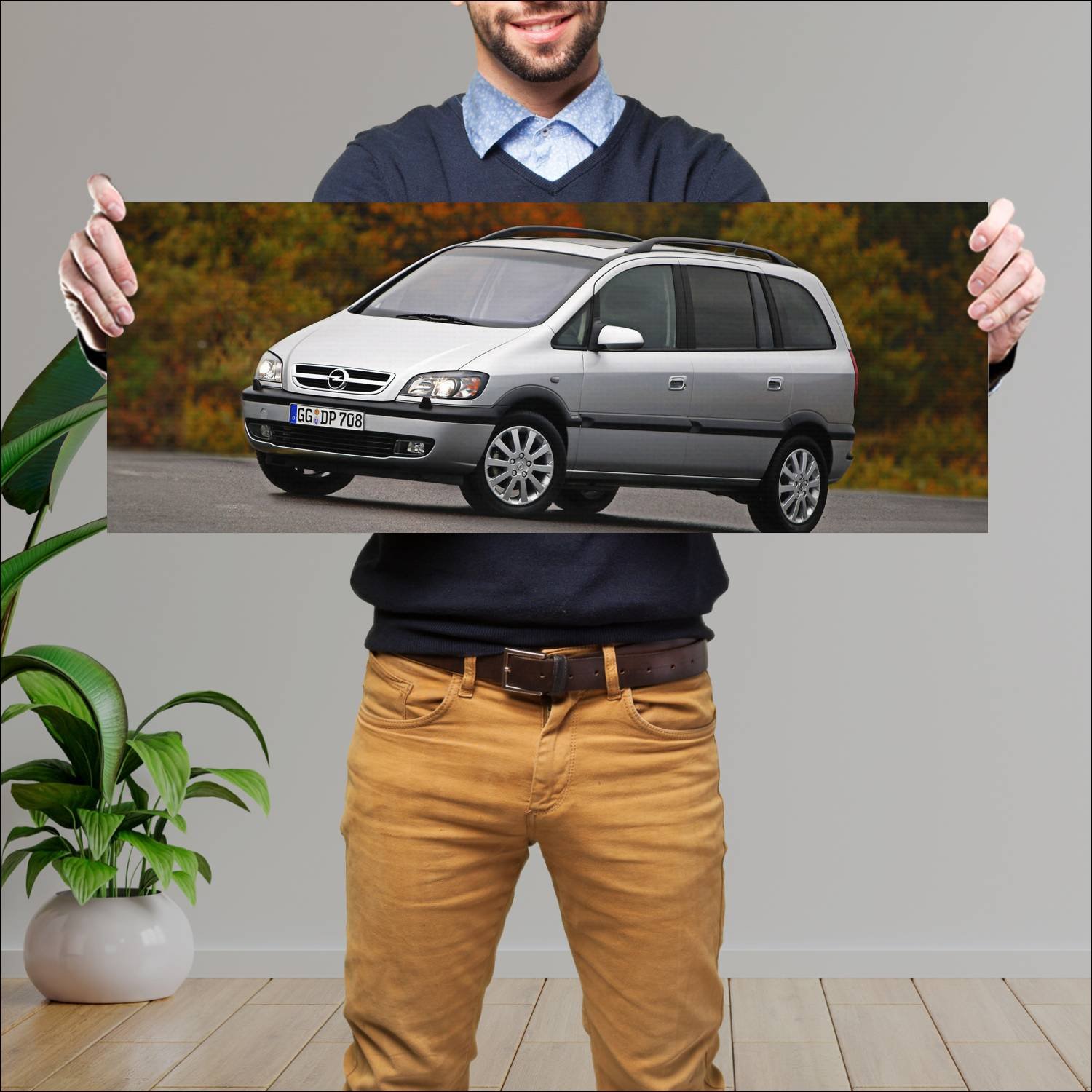 Cuadro grande 30x80cm 2003 opel zafira auto 390 Opel