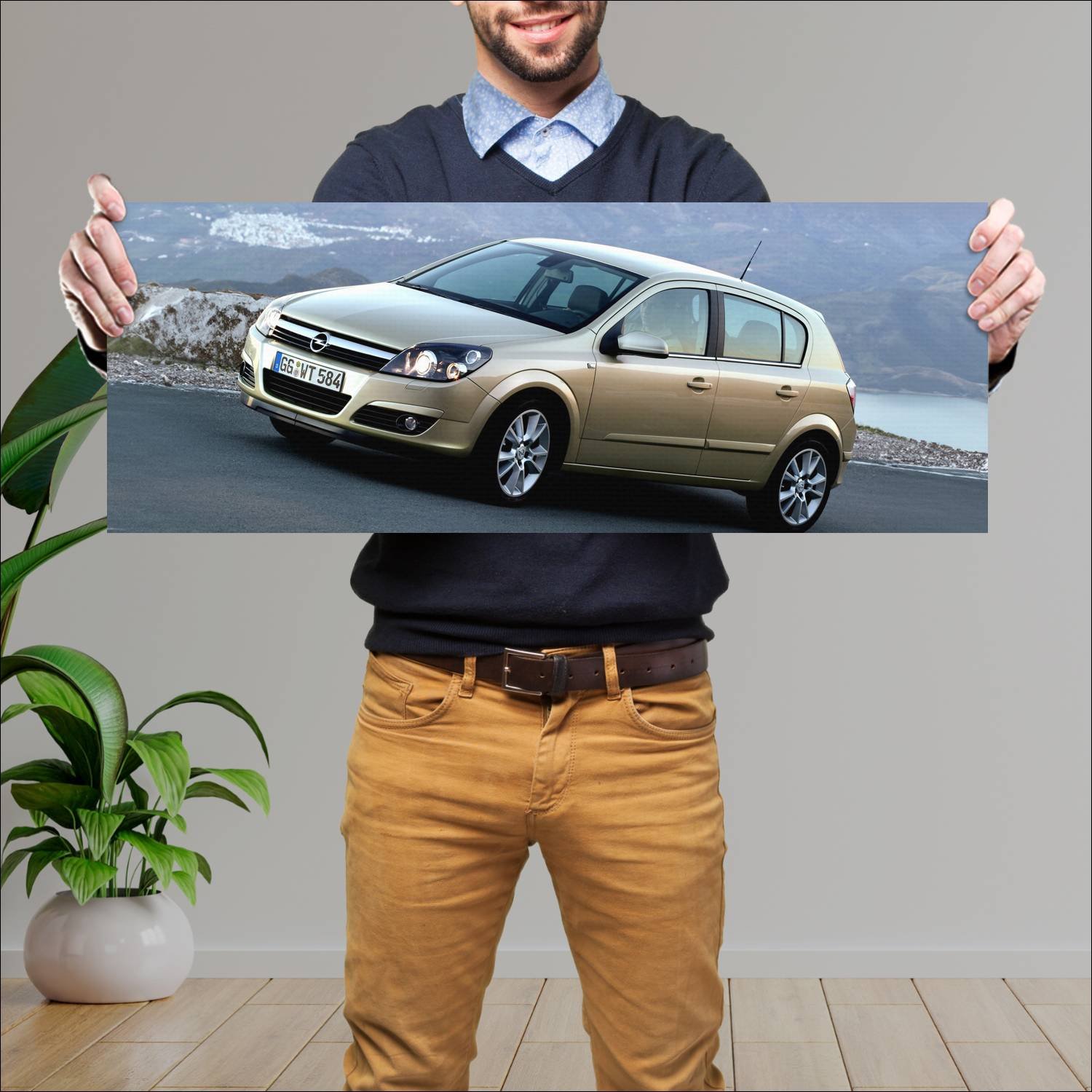Cuadro grande 30x80cm 2004 opel astra auto 393 Opel