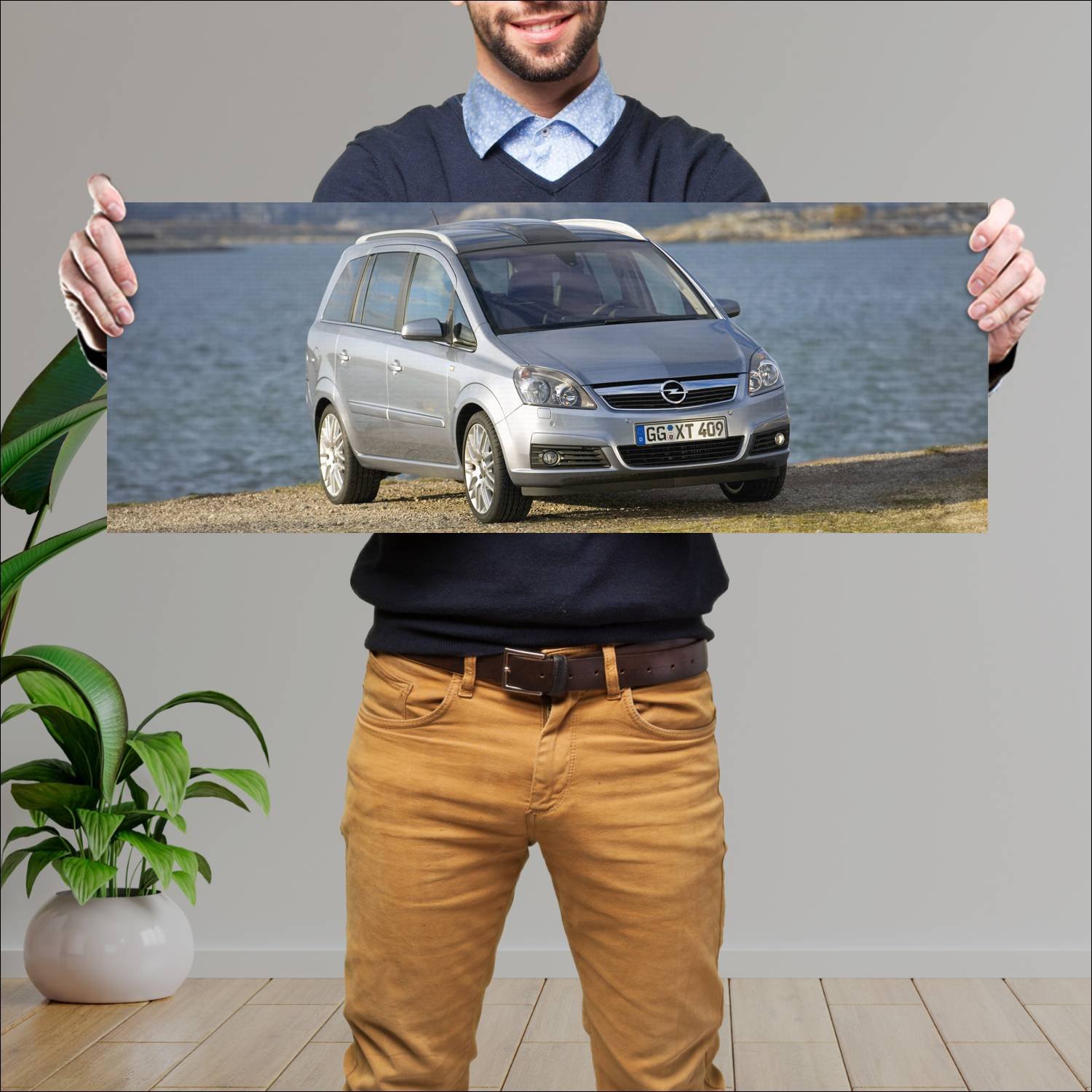 Cuadro grande 30x80cm 2005 opel zafira auto 426 Opel