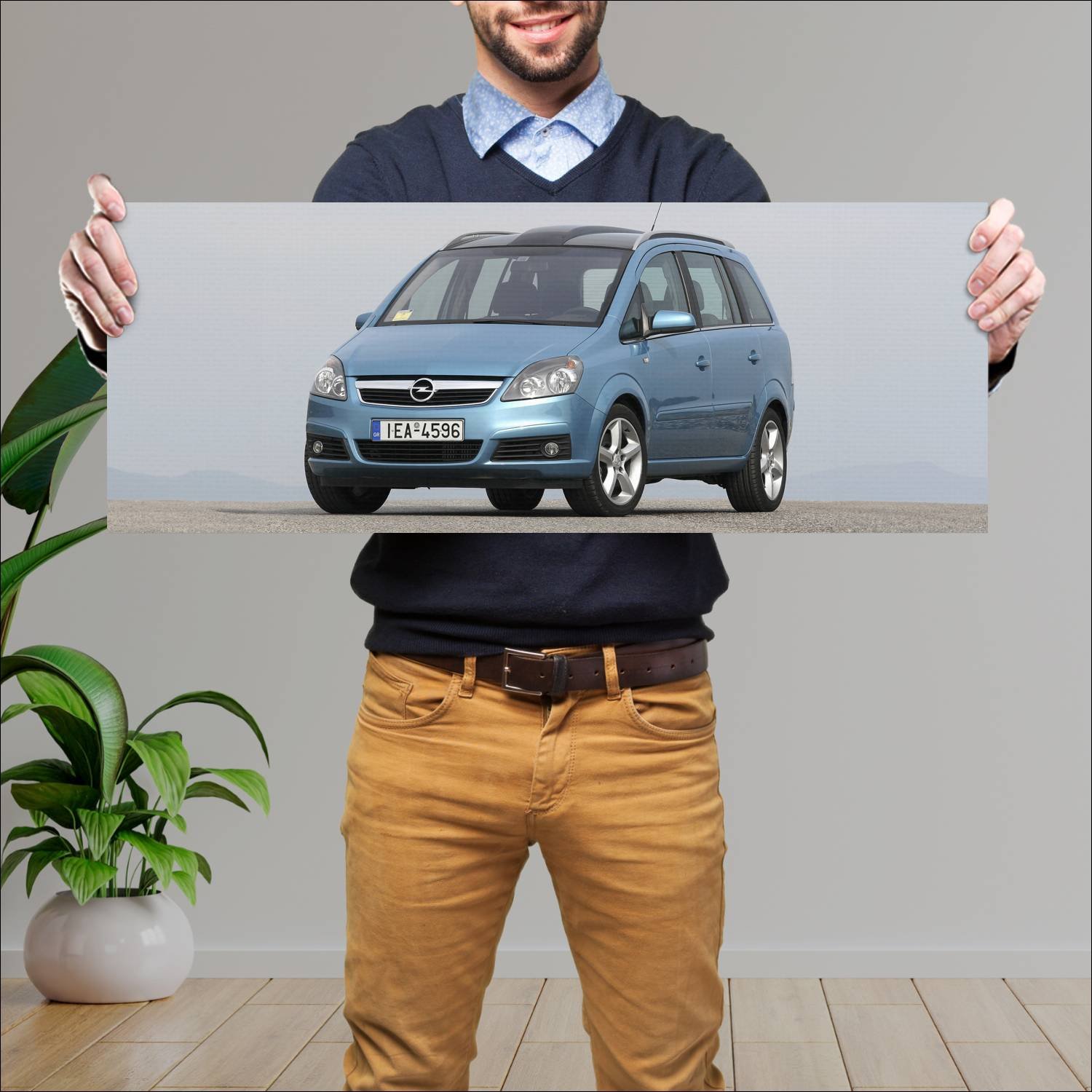 Cuadro grande 30x80cm 2005 opel zafira auto 427 Opel