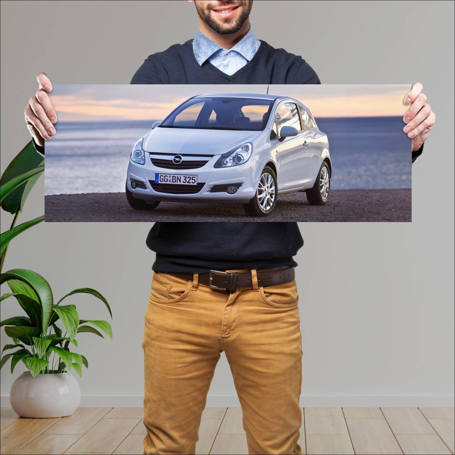 Cuadro grande 30x80cm 2006 opel corsa 3 door auto 435 Opel