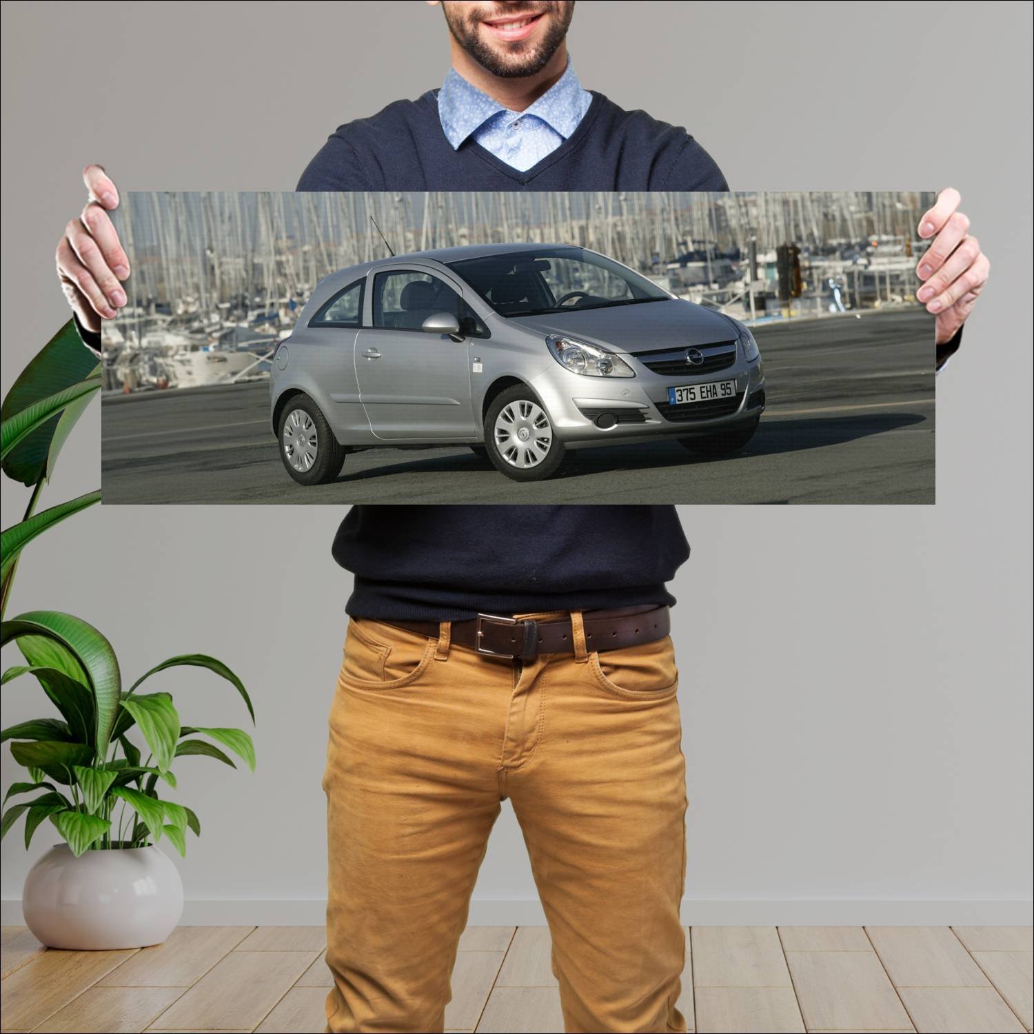 Cuadro grande 30x80cm 2006 opel corsa 3 door auto 436 Opel