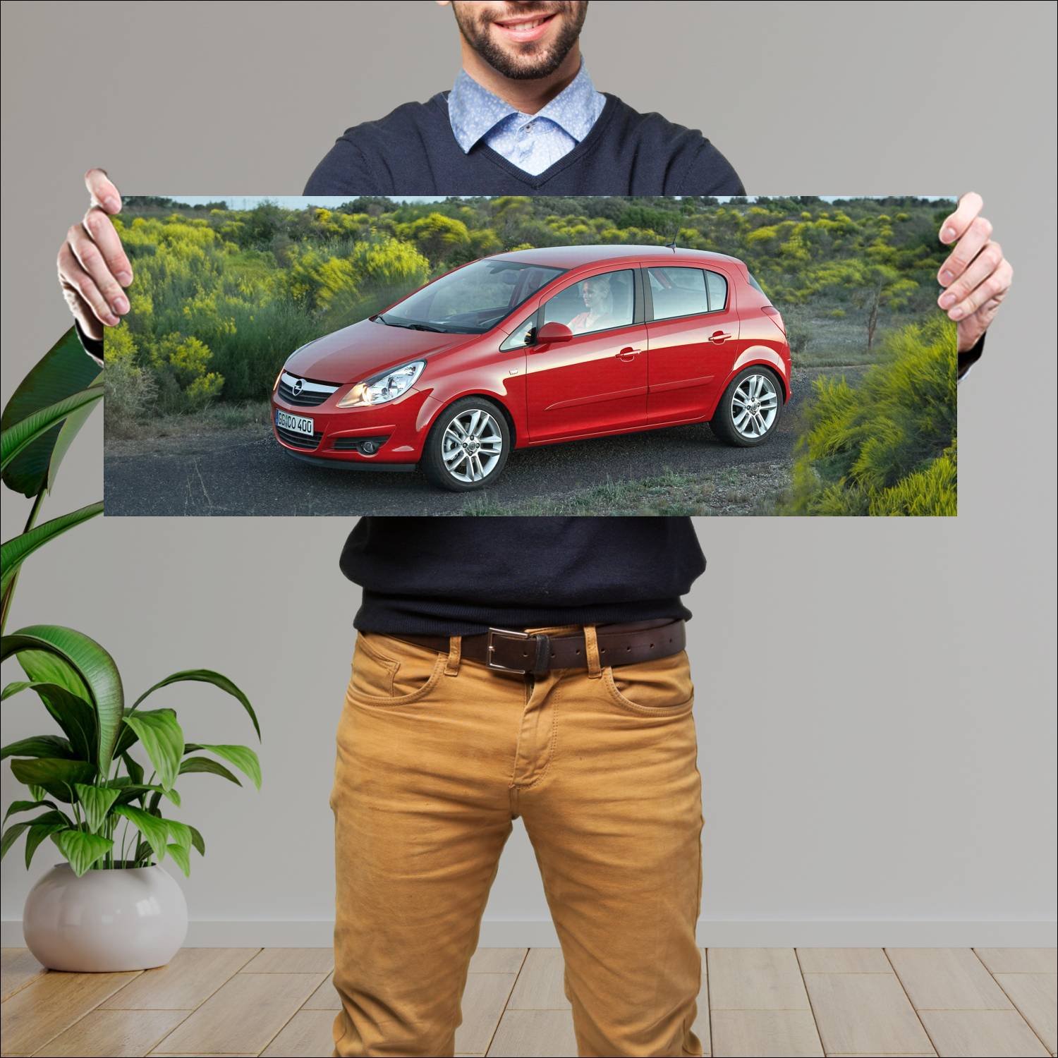 Cuadro grande 30x80cm 2006 opel corsa 5 door auto 437 Opel