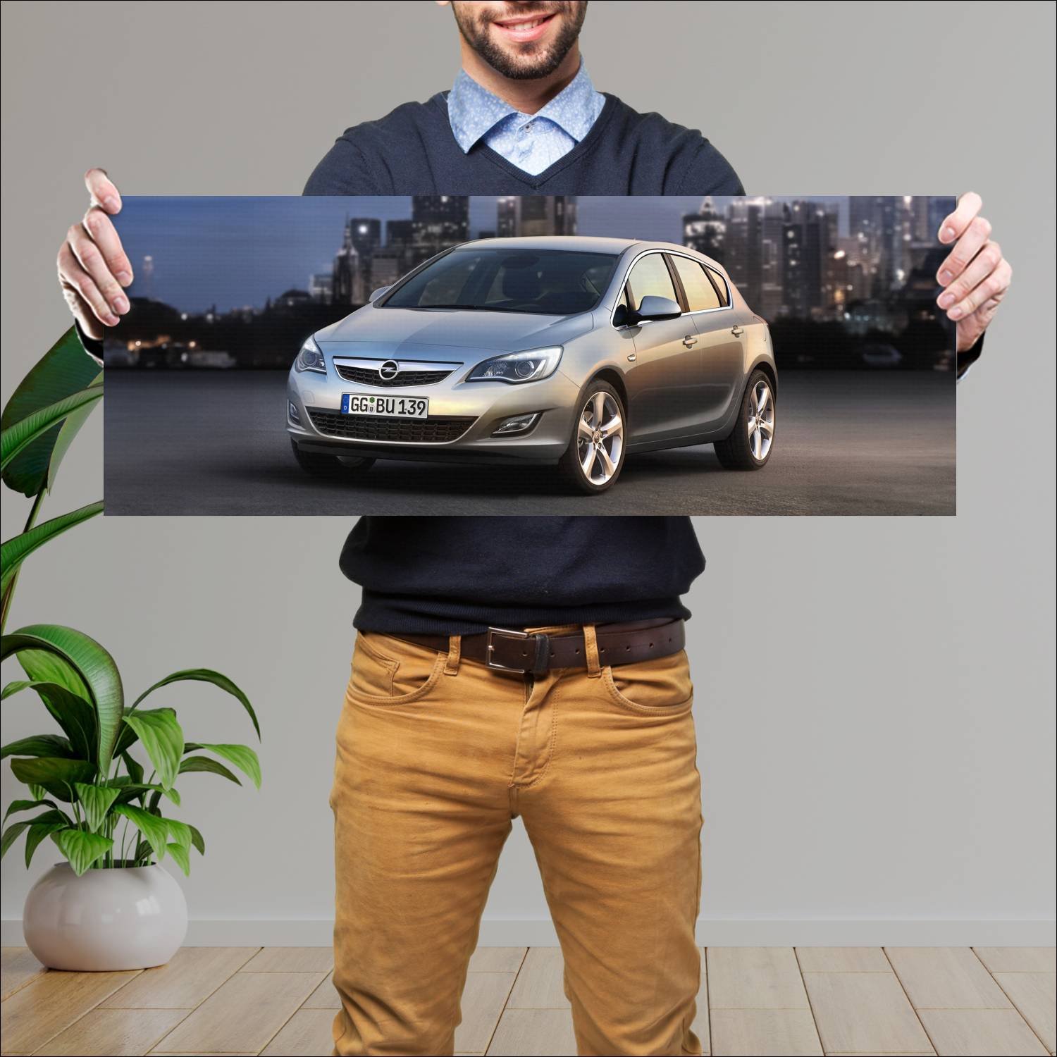 Cuadro grande 30x80cm 2009 opel astra auto 489 Opel