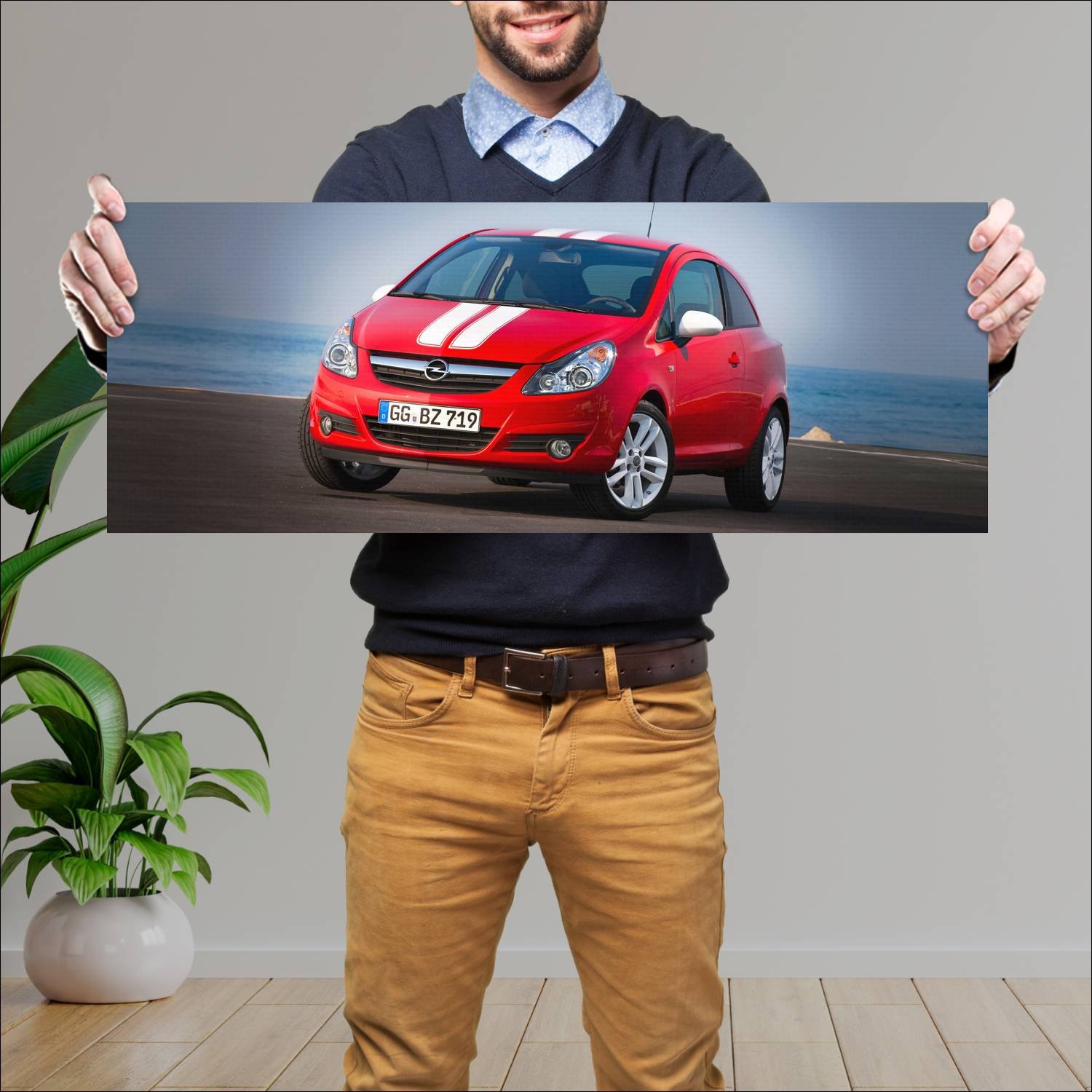 Cuadro grande 30x80cm 2010 opel corsa color stripe 508 Opel
