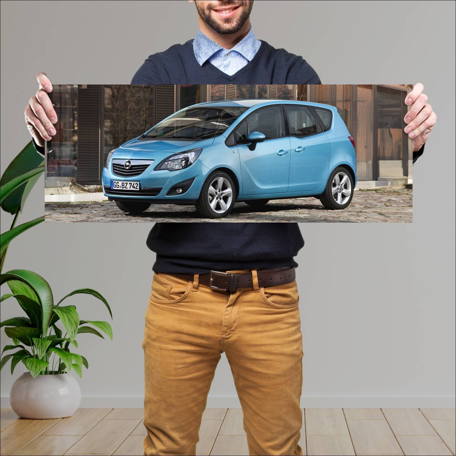 Cuadro grande 30x80cm 2010 opel meriva auto 513 Opel
