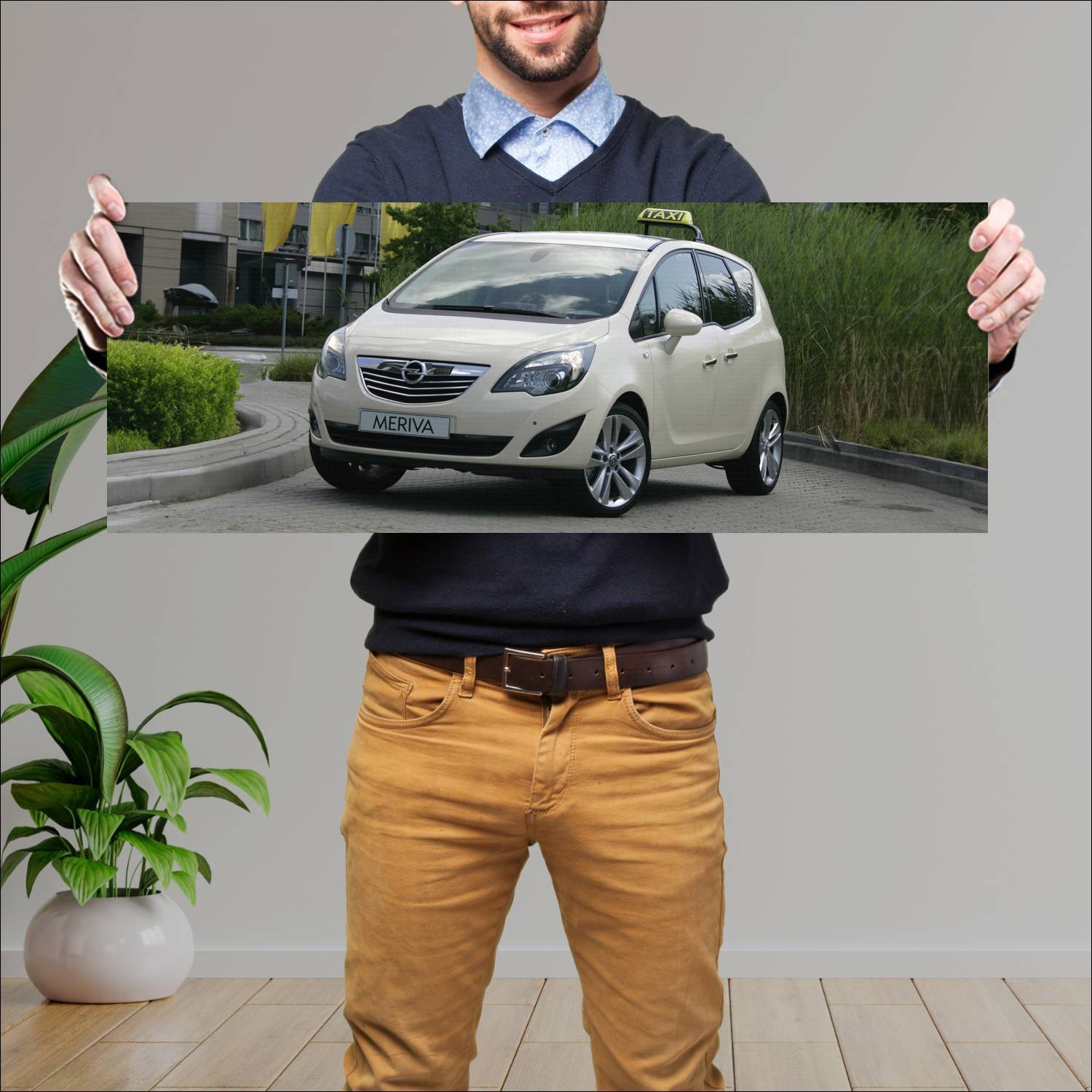 Cuadro grande 30x80cm 2010 opel meriva taxi auto 517 Opel