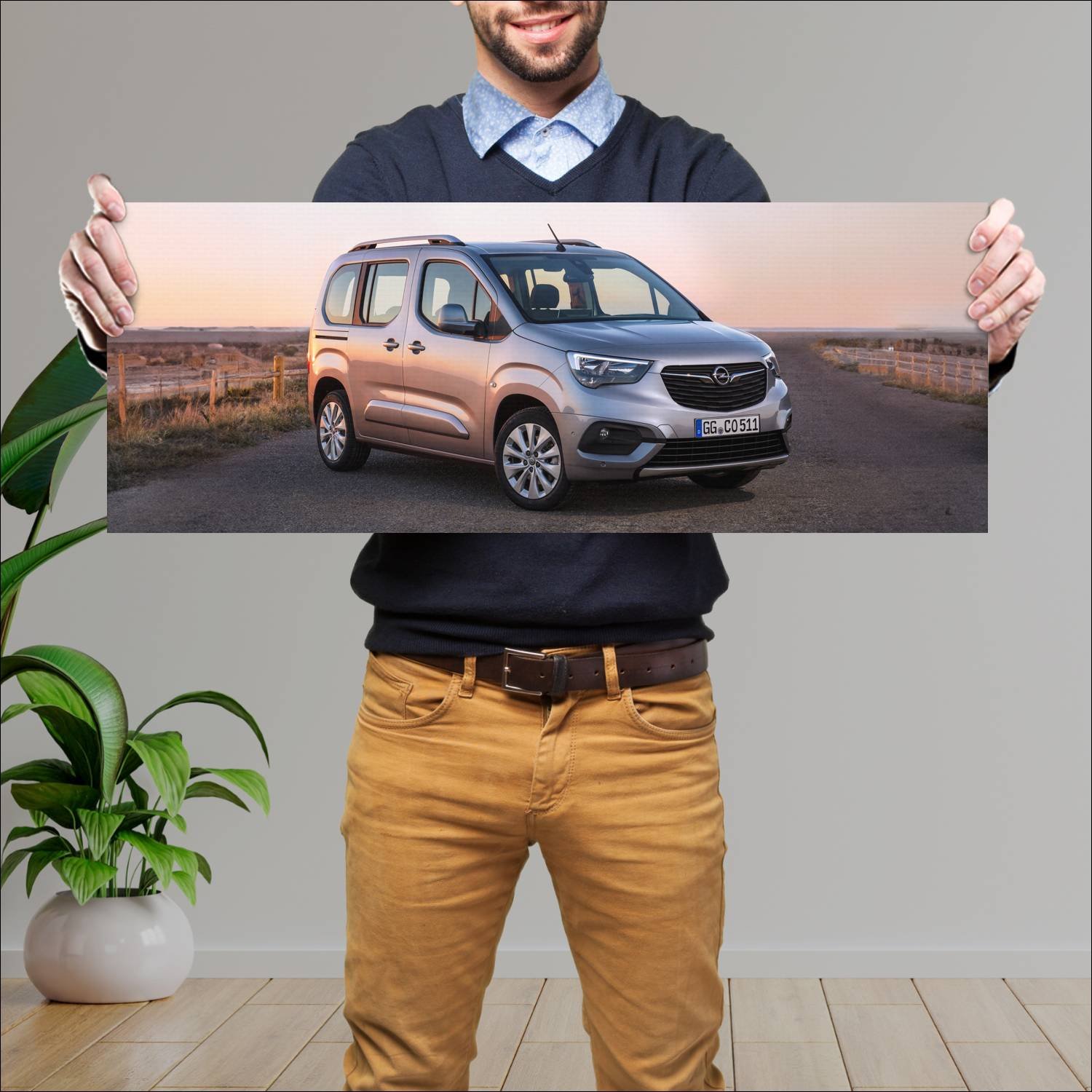 Cuadro grande 30x80cm 2018 opel combo life auto 694 Opel