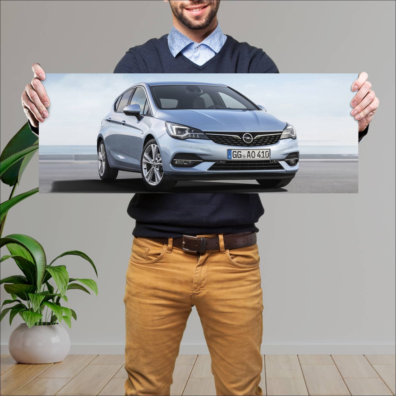 Cuadro grande 30x80cm 2019 opel astra auto 703 Opel