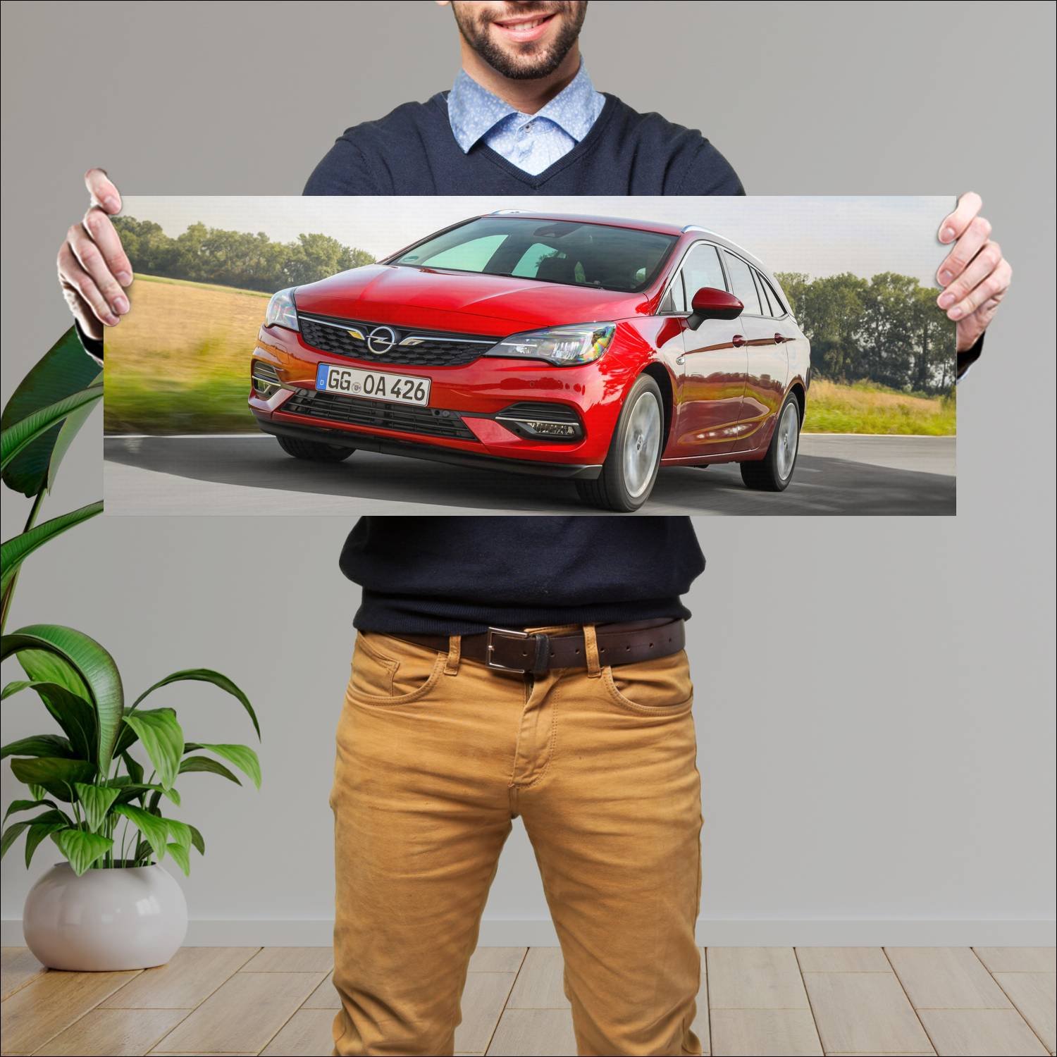 Cuadro grande 30x80cm 2019 opel astra sports toure 704 Opel