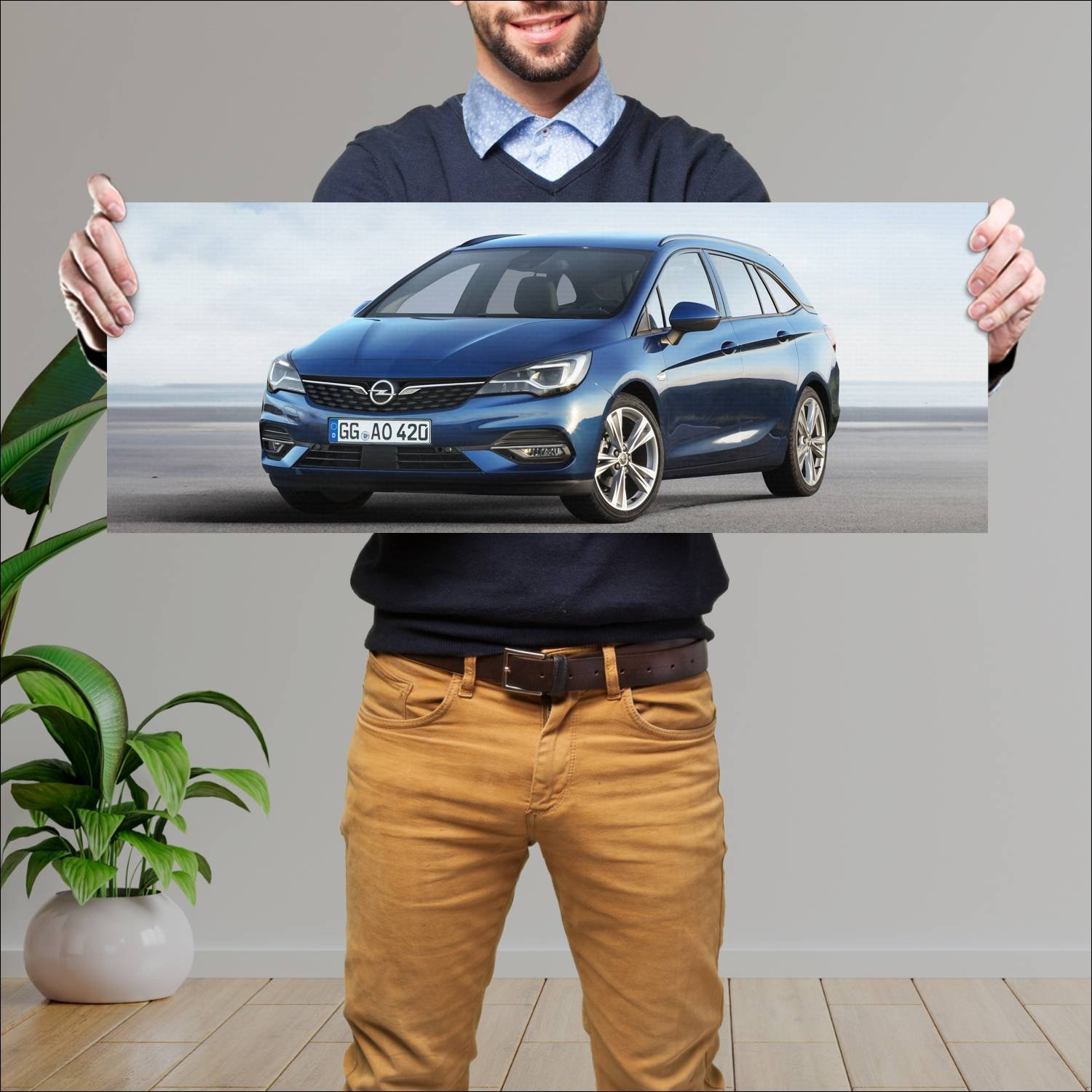 Cuadro grande 30x80cm 2019 opel astra sports toure 705 Opel