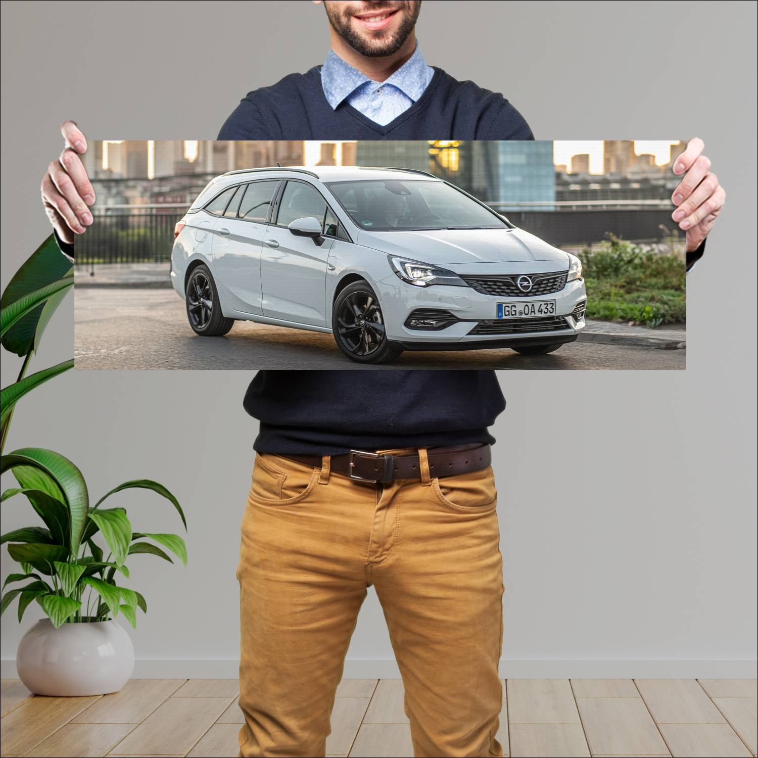 Cuadro grande 30x80cm 2019 opel astra sports toure 706 Opel