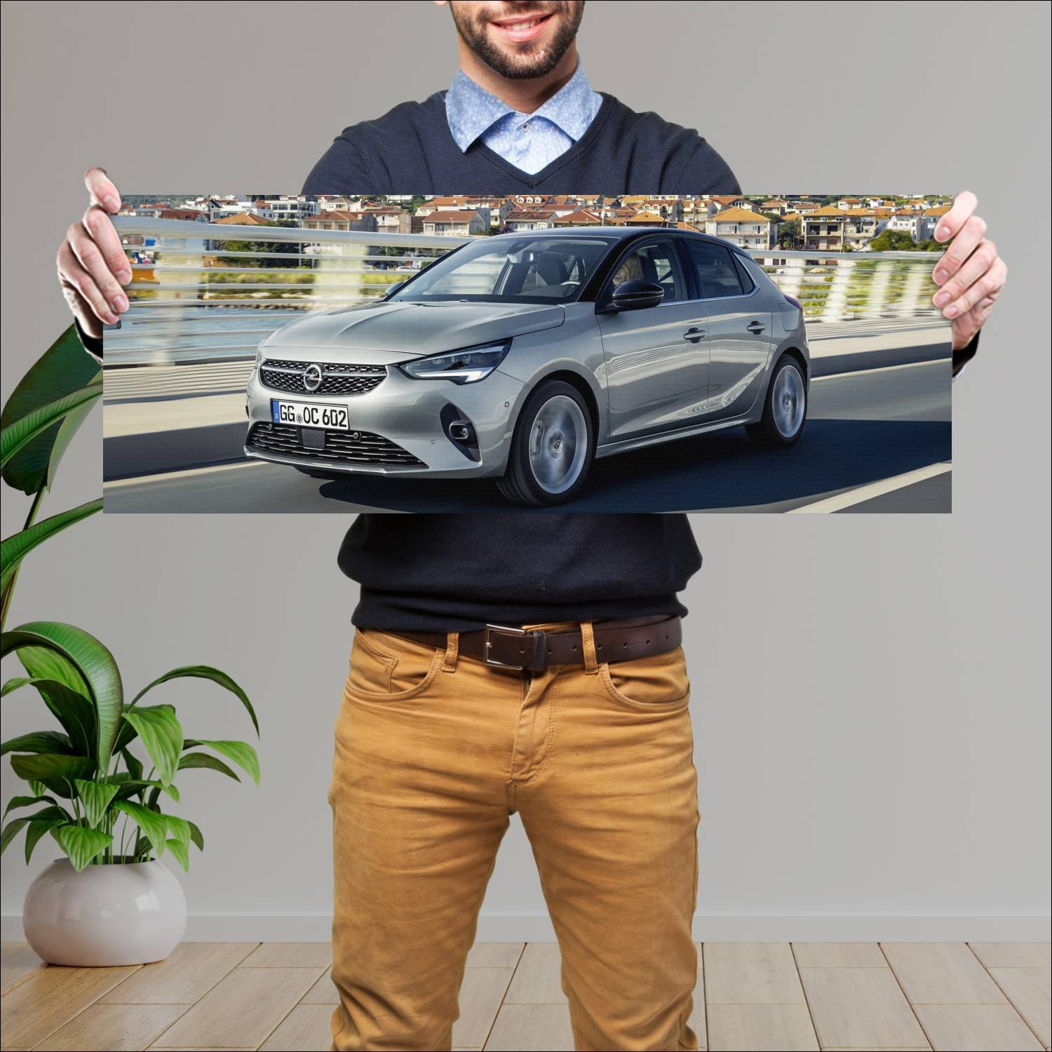 Cuadro grande 30x80cm 2019 opel corsa auto 708 Opel