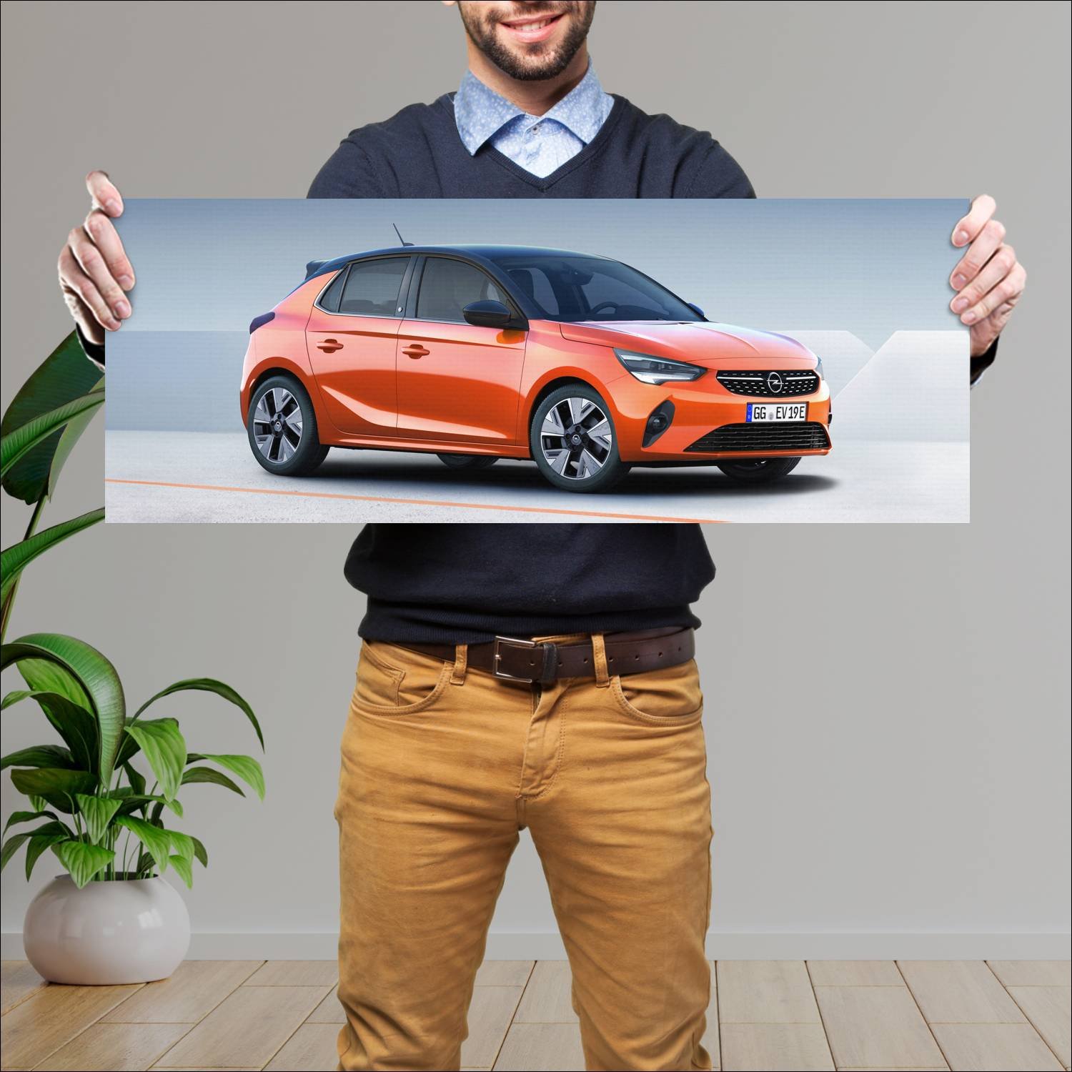 Cuadro grande 30x80cm 2019 opel corsa e auto 709 Opel