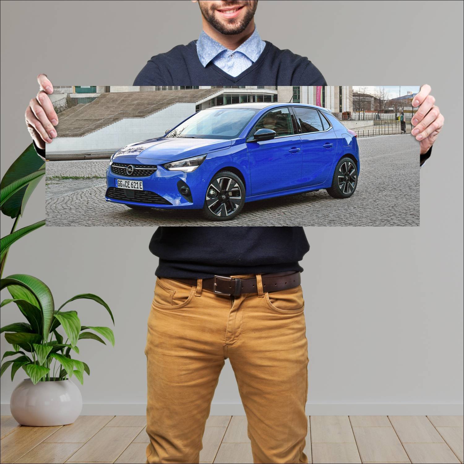 Cuadro grande 30x80cm 2019 opel corsa e auto 710 Opel