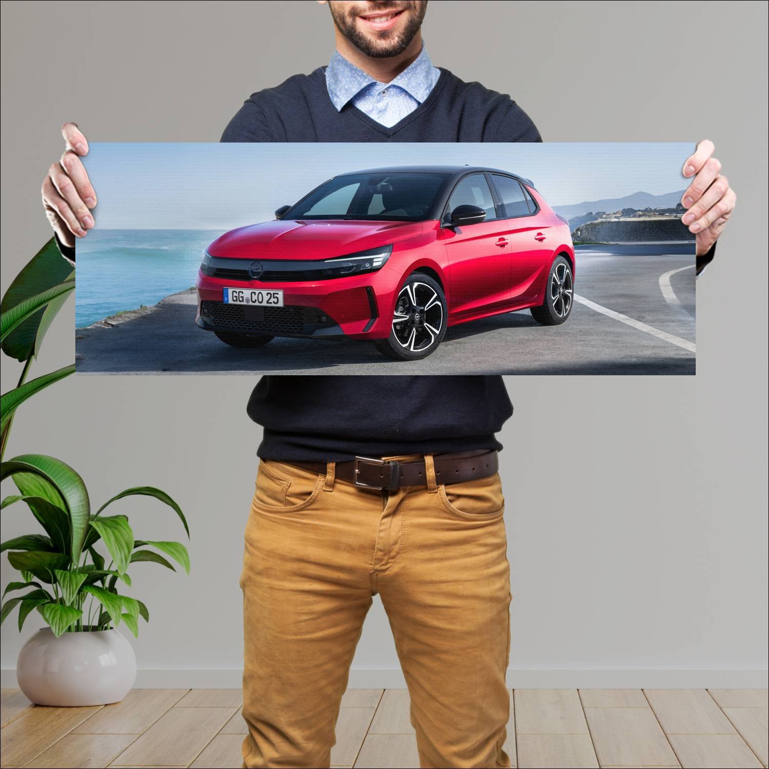 Cuadro grande 30x80cm 2023 opel corsa auto 753 Opel