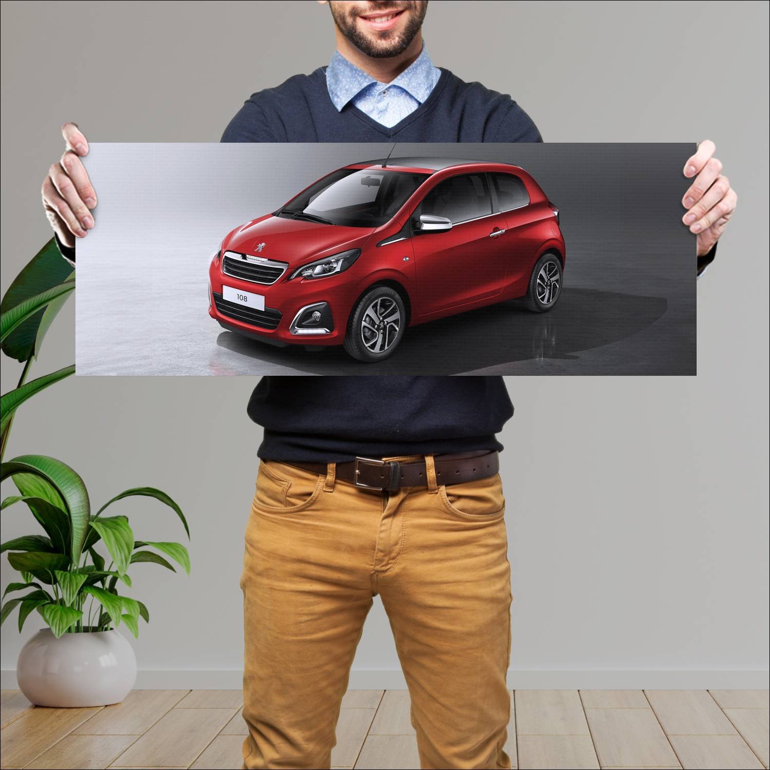 Cuadro grande 30x80cm 2014 peugeot 108 top 3 door 52 Peugeot
