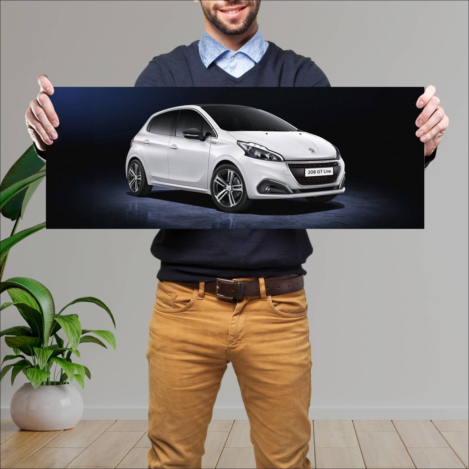 Cuadro grande 30x80cm 2015 peugeot 208 gt line 5 d 77 Peugeot