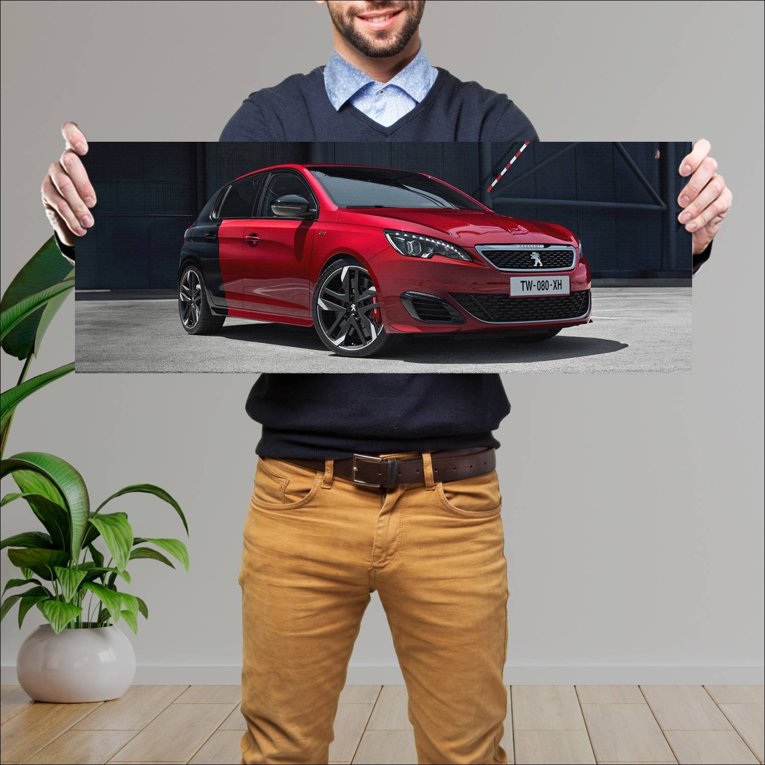 Cuadro grande 30x80cm 2015 peugeot 308 gti auto 80 Peugeot