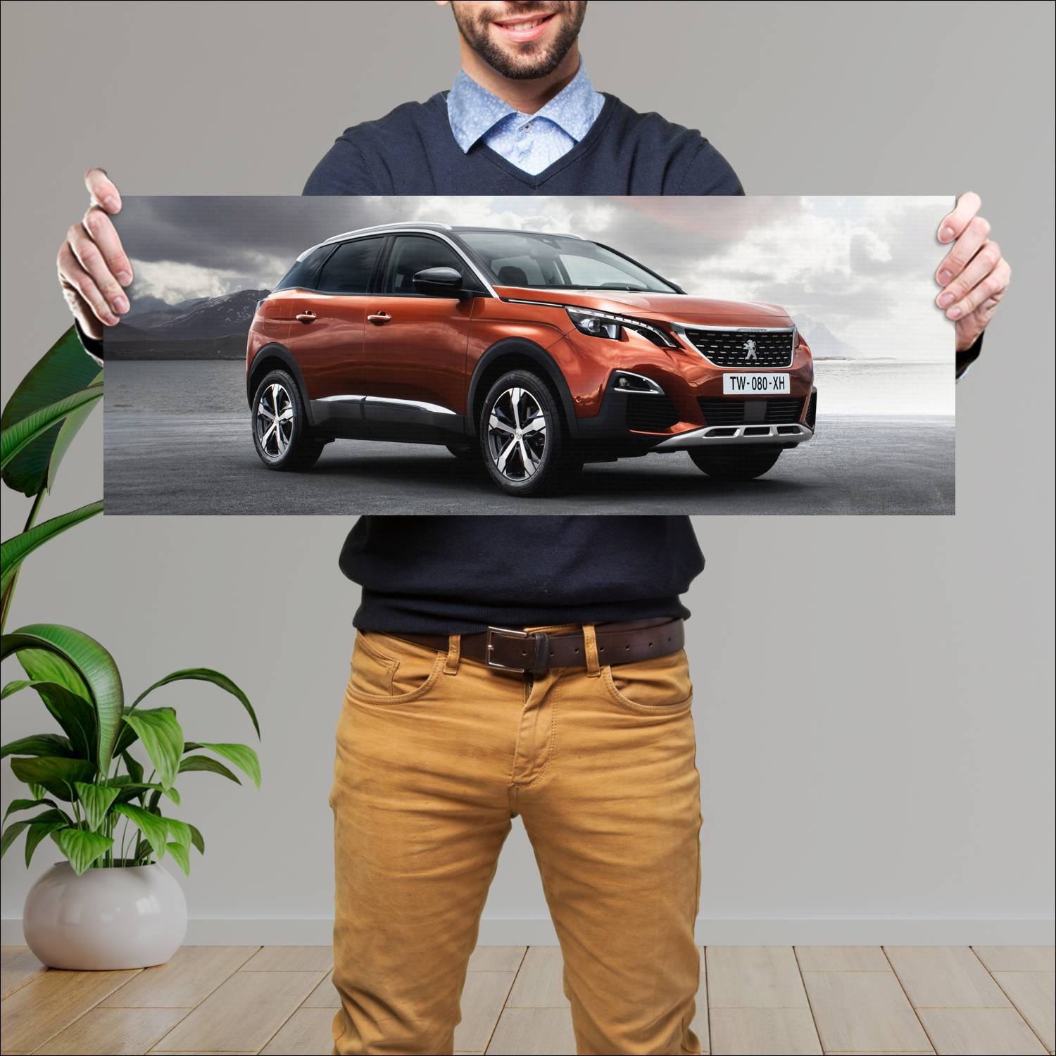 Cuadro grande 30x80cm 2016 peugeot 3008 auto 90 Peugeot