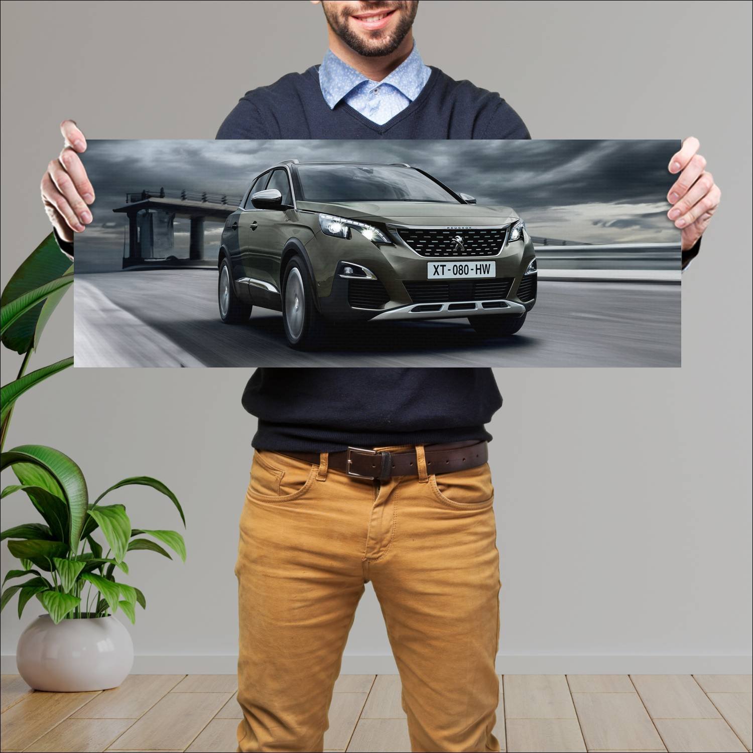 Cuadro grande 30x80cm 2016 peugeot 3008 gt auto 92 Peugeot