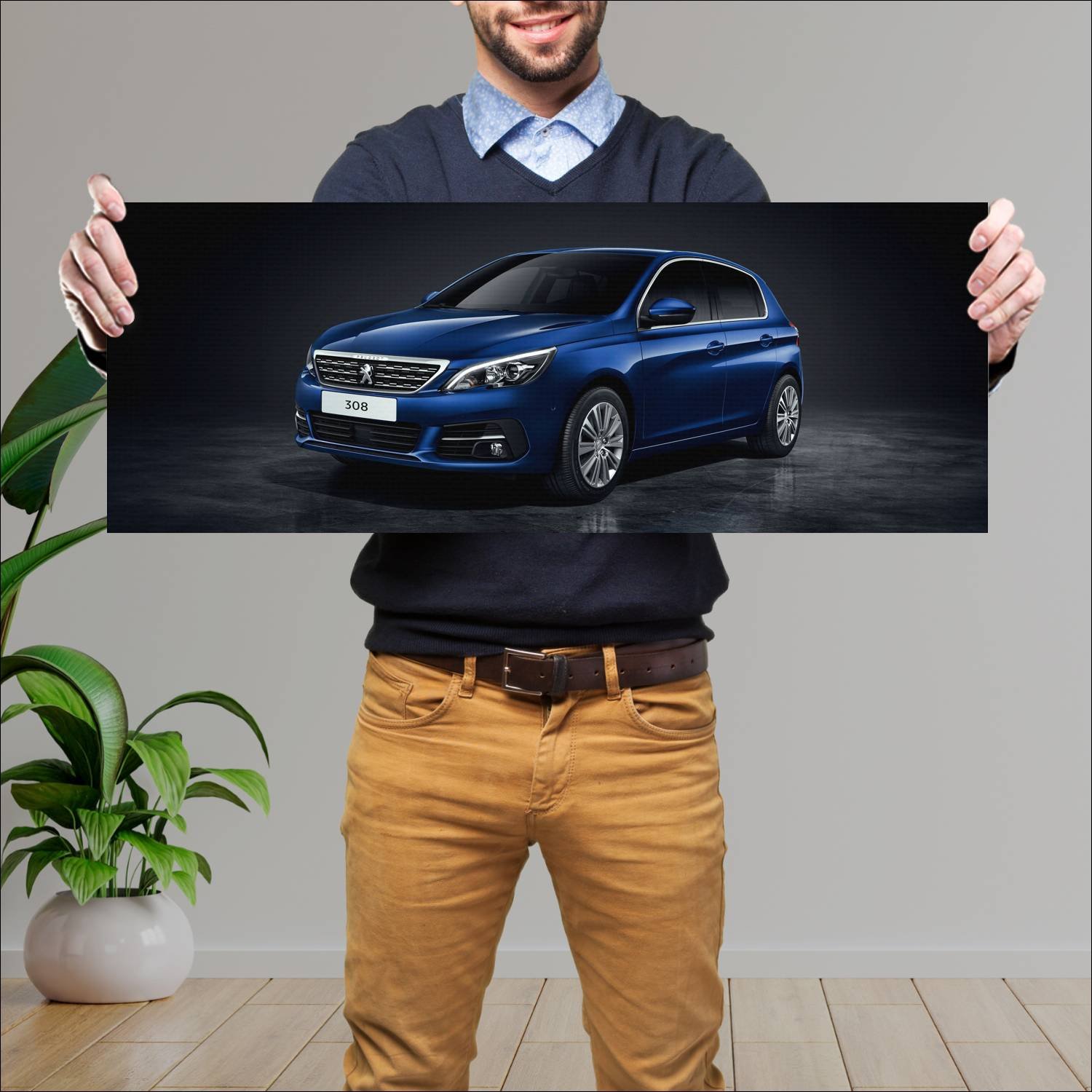 Cuadro grande 30x80cm 2017 peugeot 308 auto 101 Peugeot