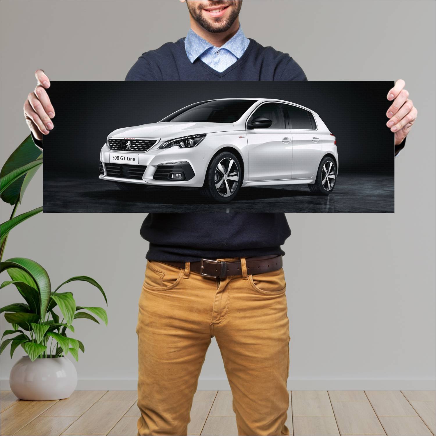 Cuadro grande 30x80cm 2017 peugeot 308 gt line 660 102 Peugeot