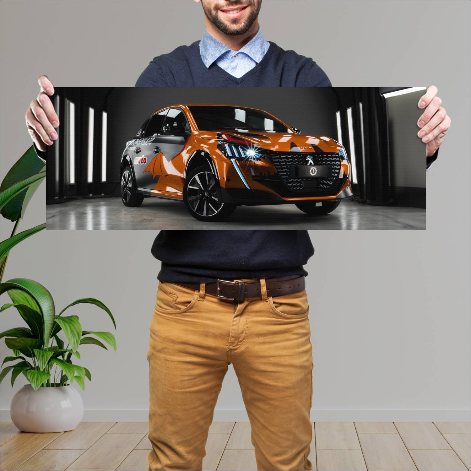 Cuadro grande 30x80cm 2020 peugeot e 208 gt hallow 155 Peugeot
