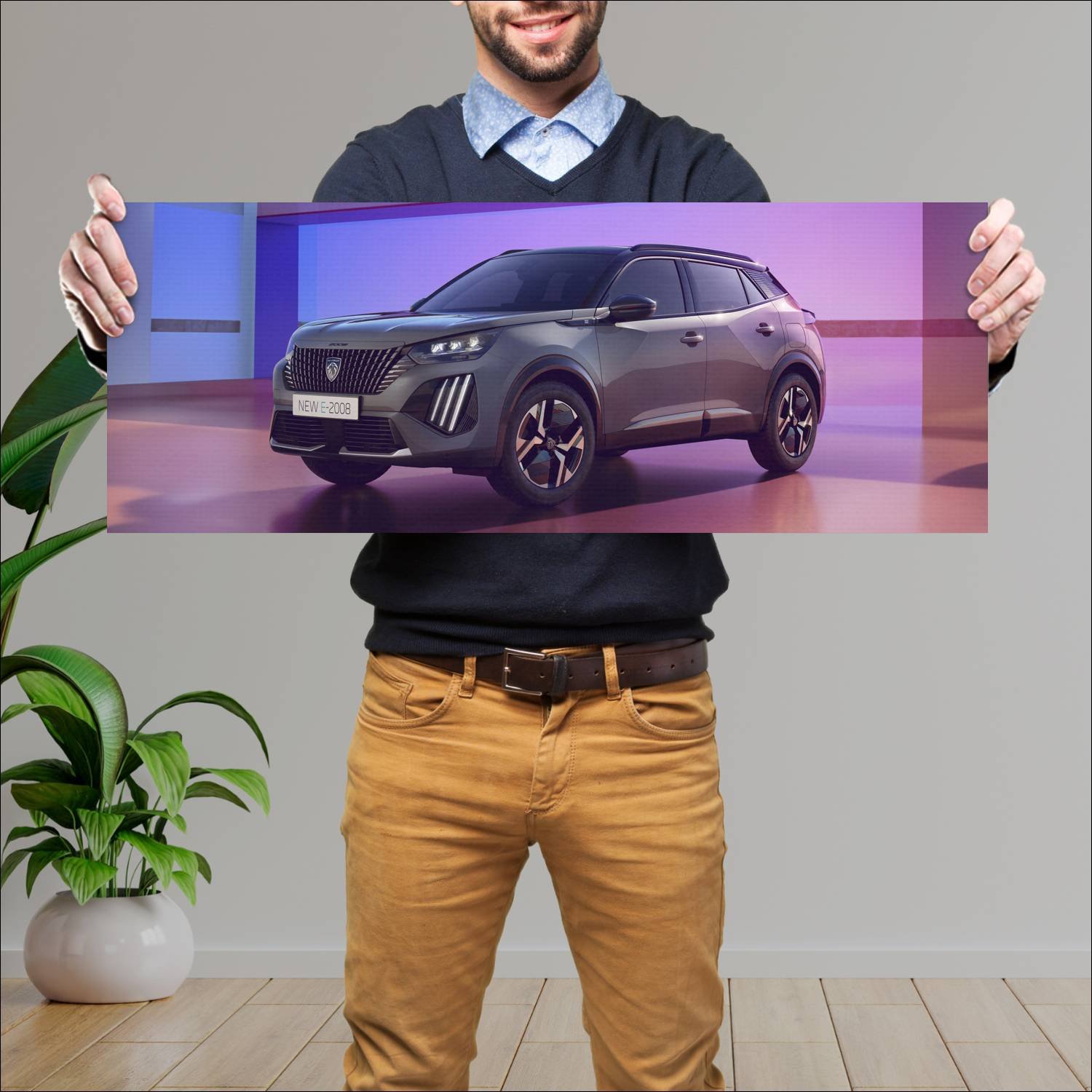 Cuadro grande 30x80cm 2023 peugeot e 2008 gt auto 174 Peugeot