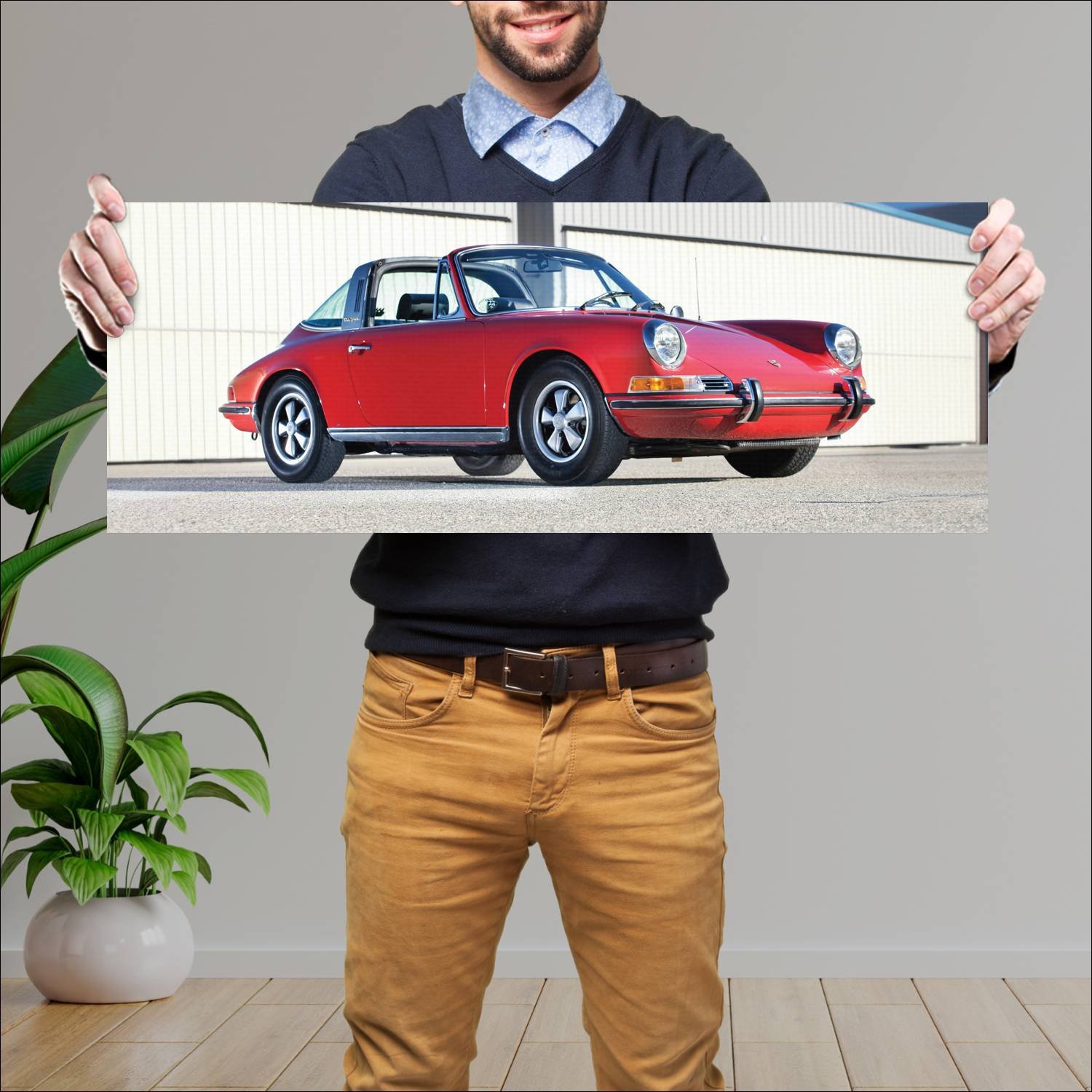 Cuadro grande 30x80cm 1969 porsche 911 e targa 505 45 Porsche