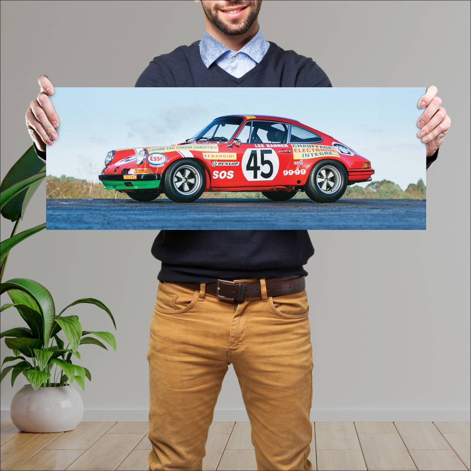 Cuadro grande 30x80cm 1969 porsche 911 s rally car 46 Porsche