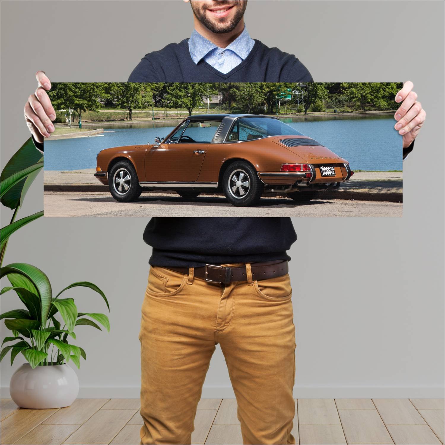 Cuadro grande 30x80cm 1969 porsche 911 t targa us 48 Porsche