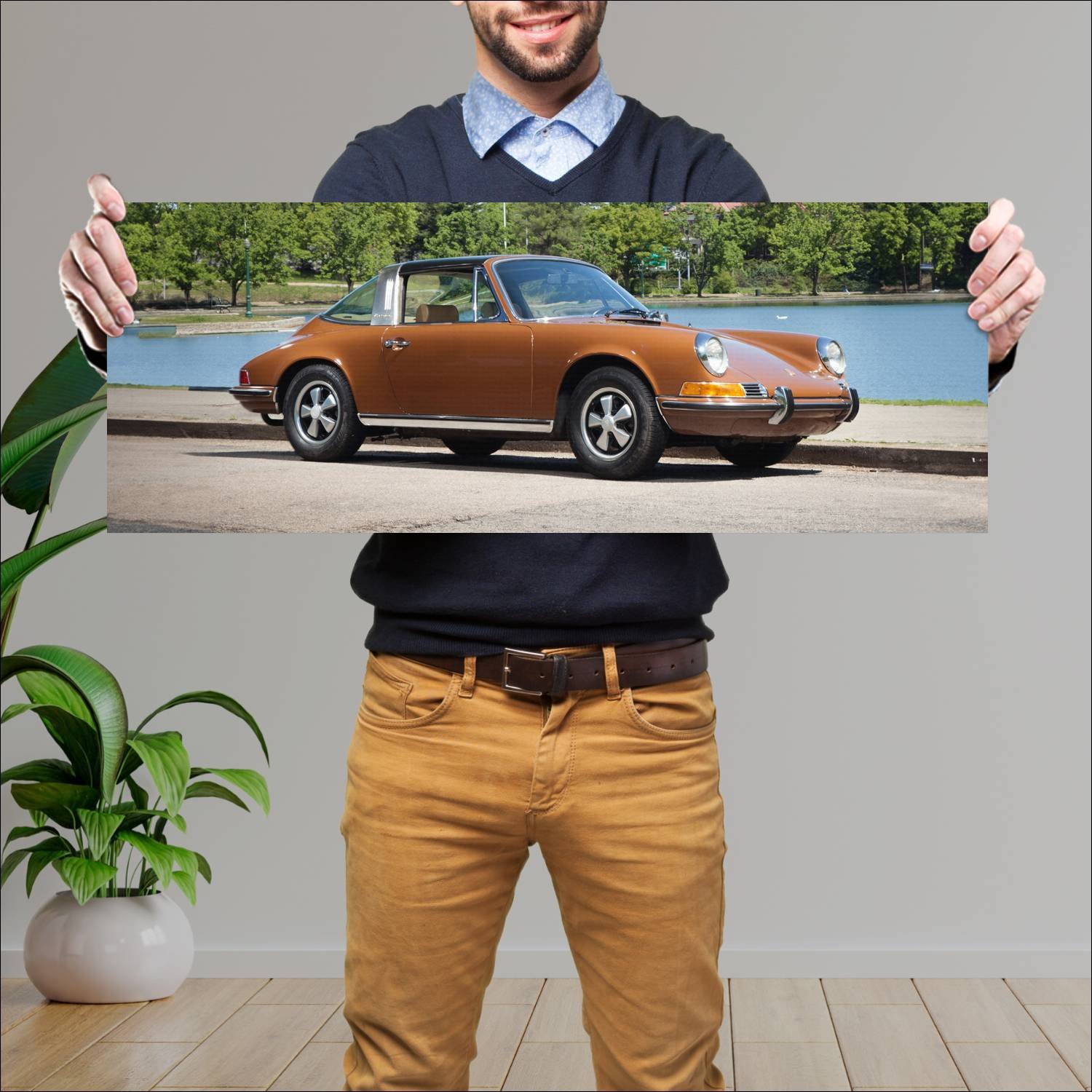 Cuadro grande 30x80cm 1969 porsche 911 t targa us 49 Porsche